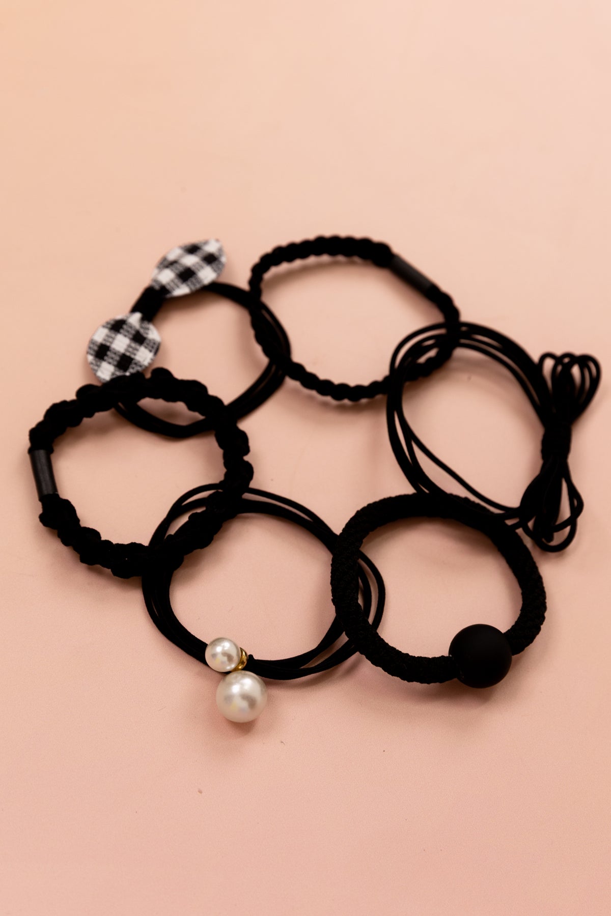 Black Mixed Hair Ties - 6 Pack