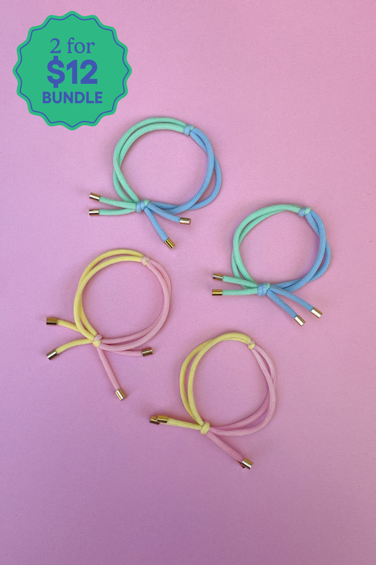 x4 Pack Two Tone Hair Ties - Mixed