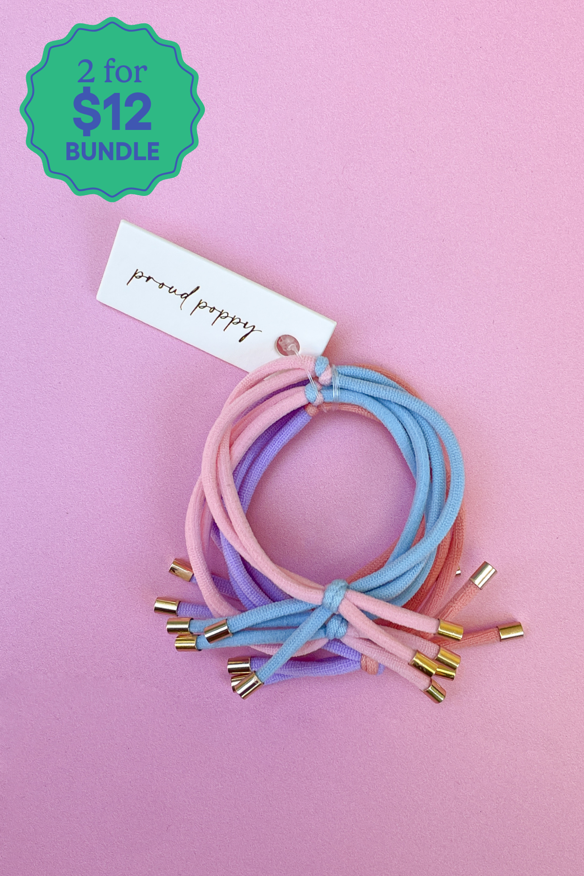 x4 Pack Two Tone Hair Ties - Pastel