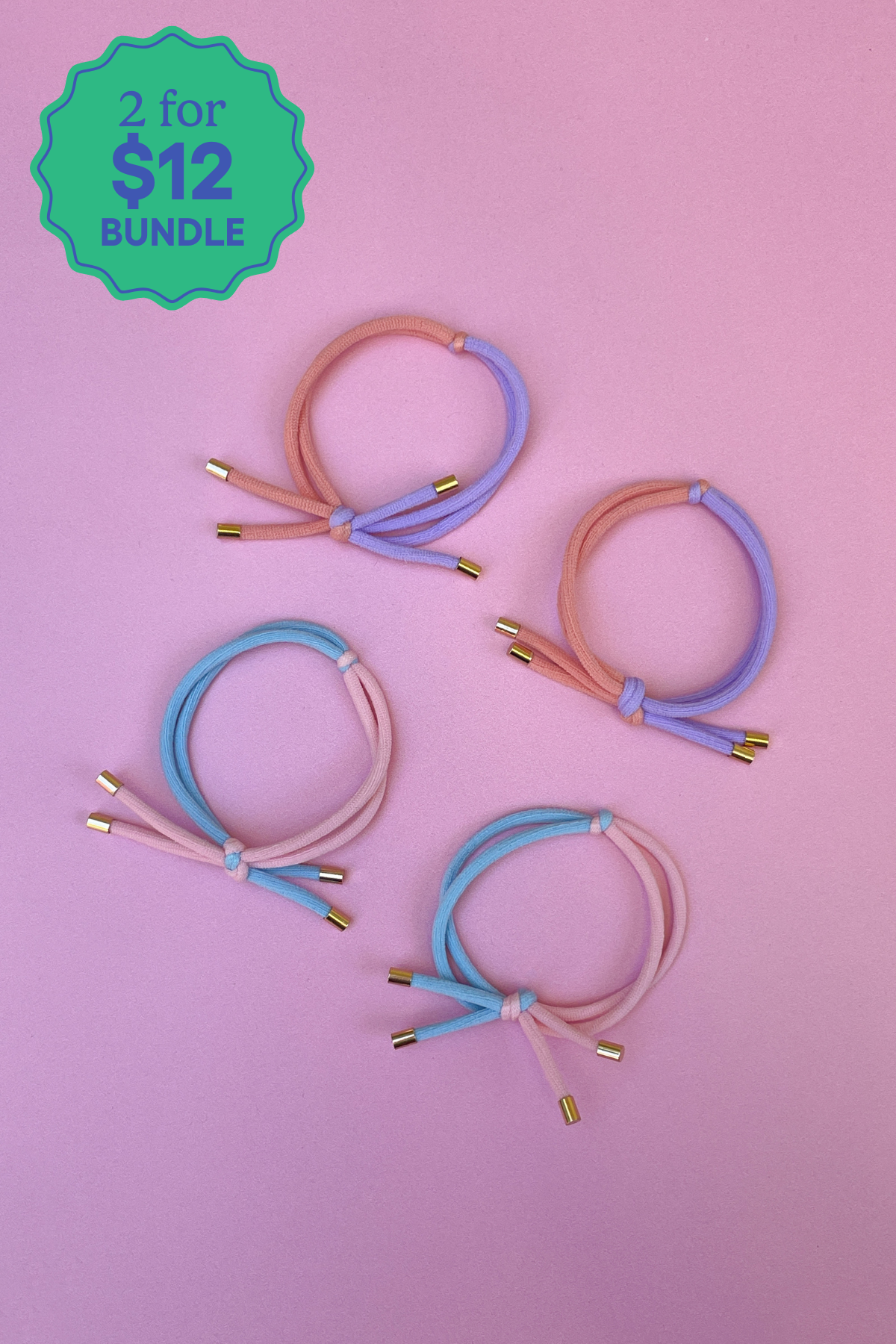 x4 Pack Two Tone Hair Ties - Pastel