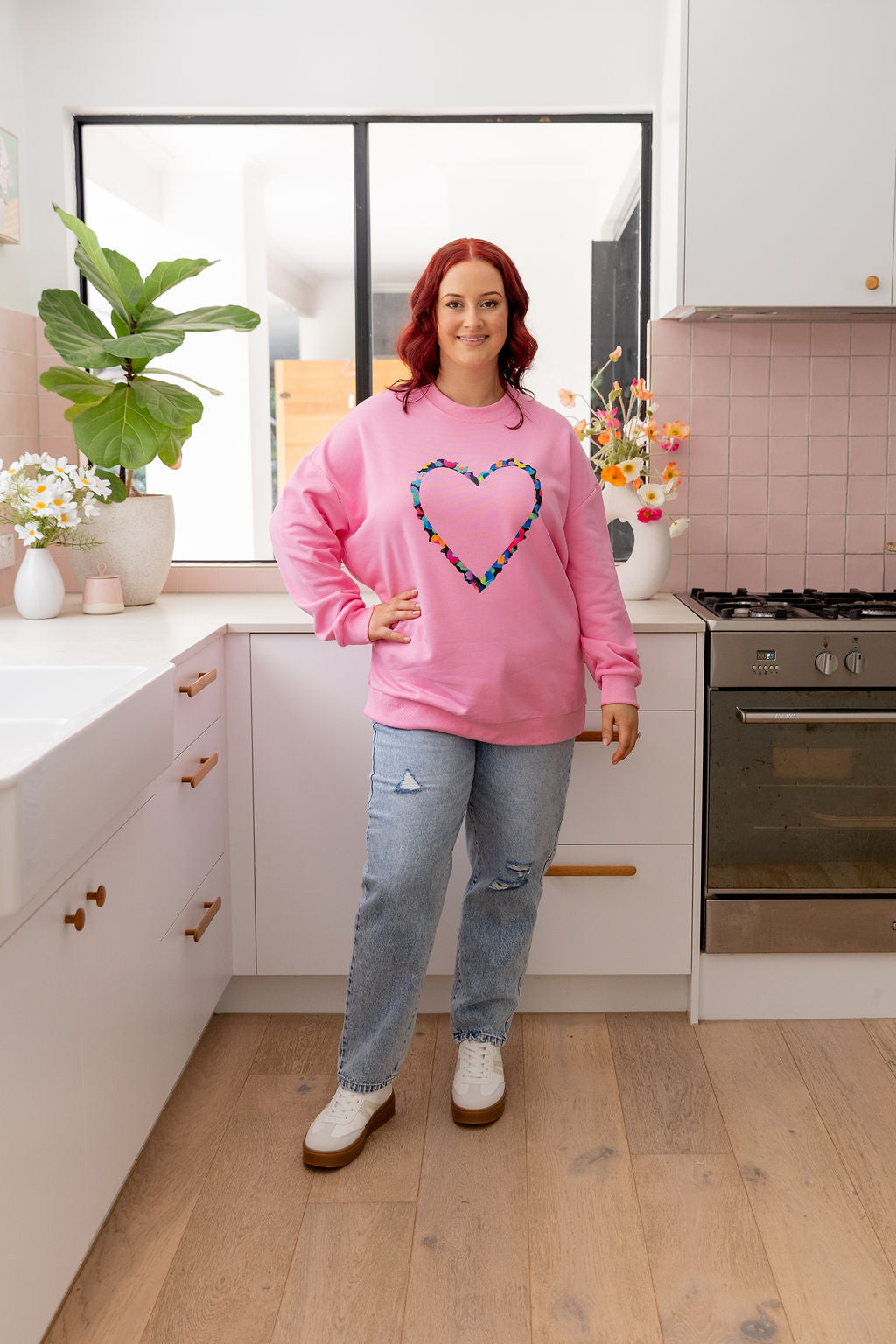 Adore Heart Sweater in Bubblegum by Kasey Rainbow