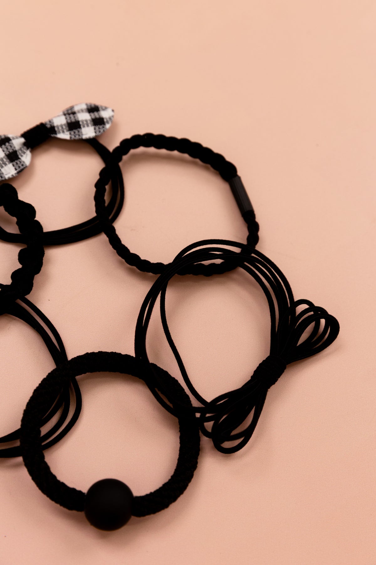 Black Mixed Hair Ties - 6 Pack