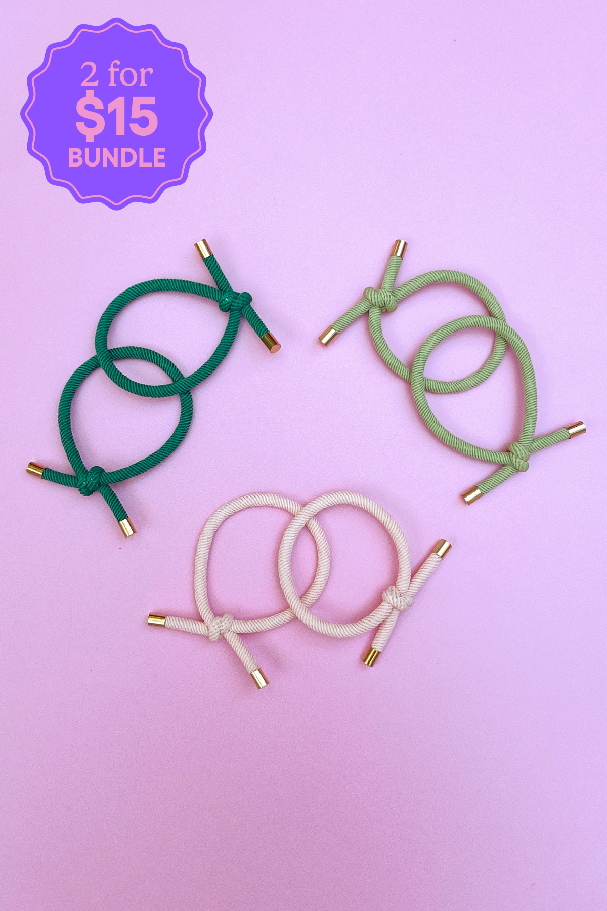 6 Pack Hair Ties in Watermelon Colours