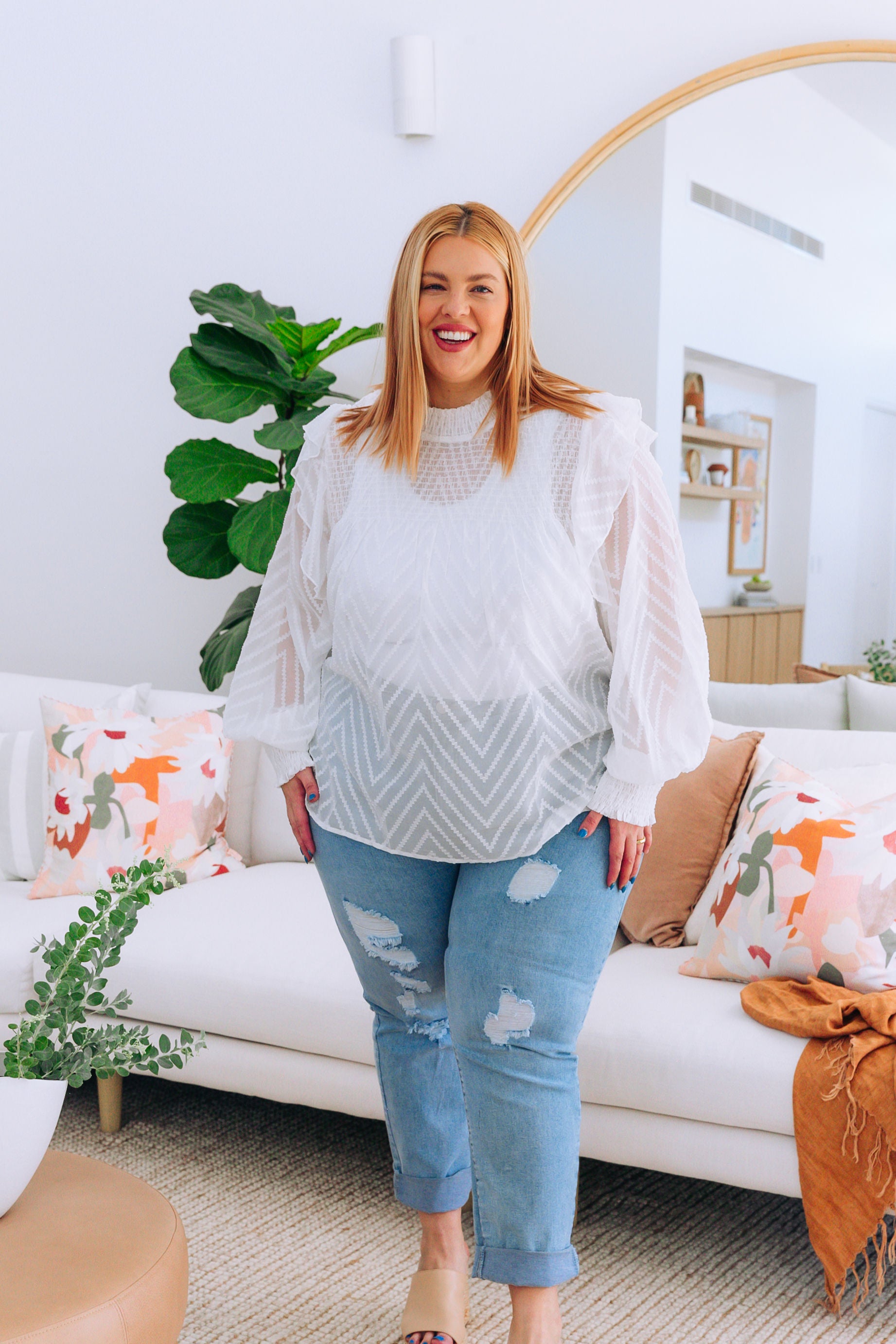 Cora Long Sleeve Top in White