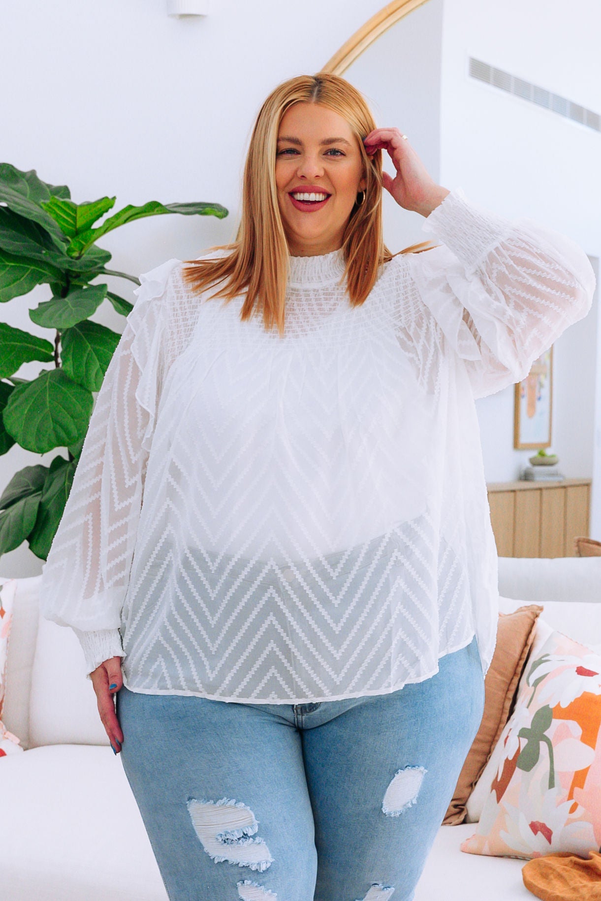 Cora Long Sleeve Top in White