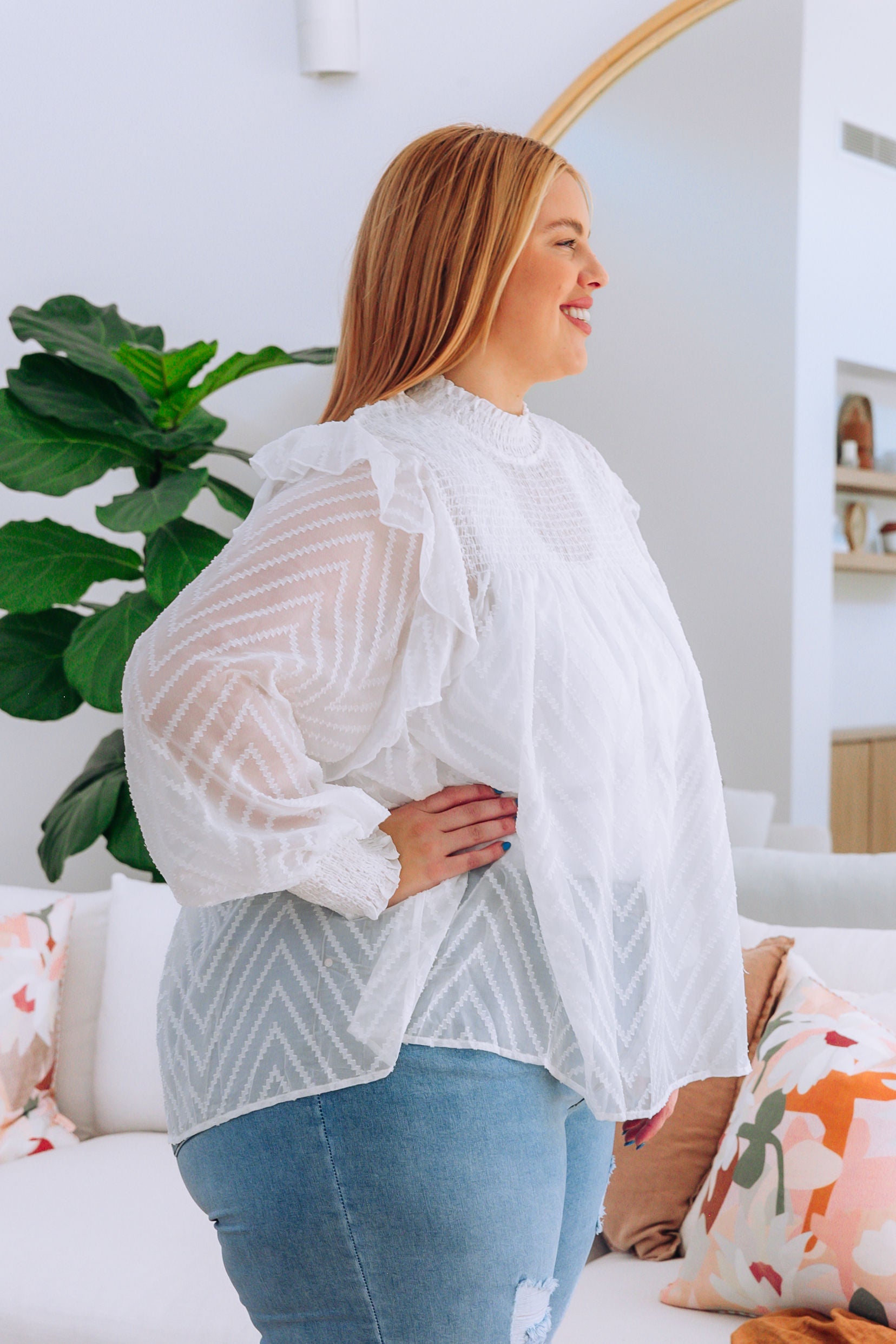 Cora Long Sleeve Top in White