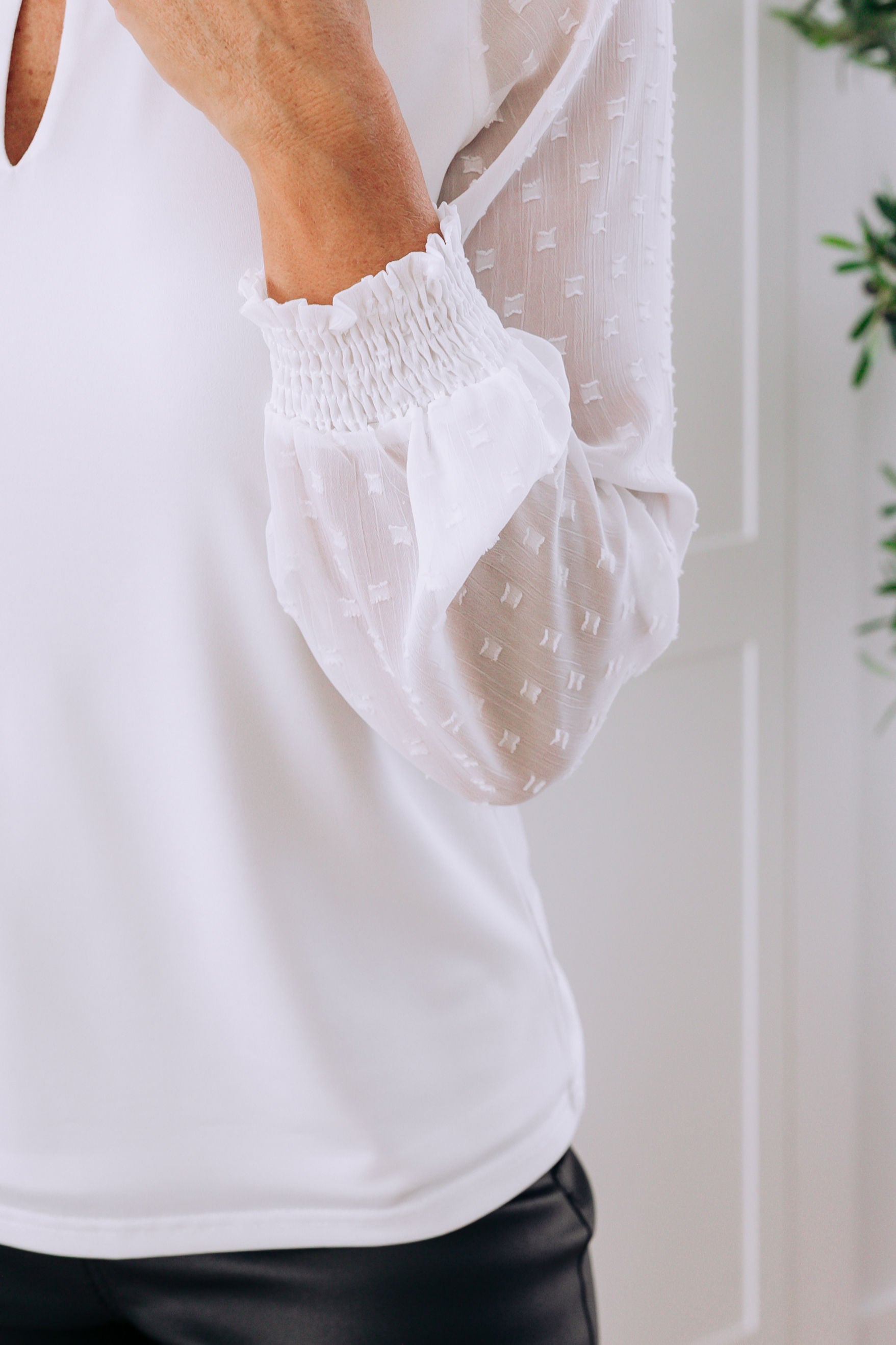 Whitney Long Sleeve Top in White