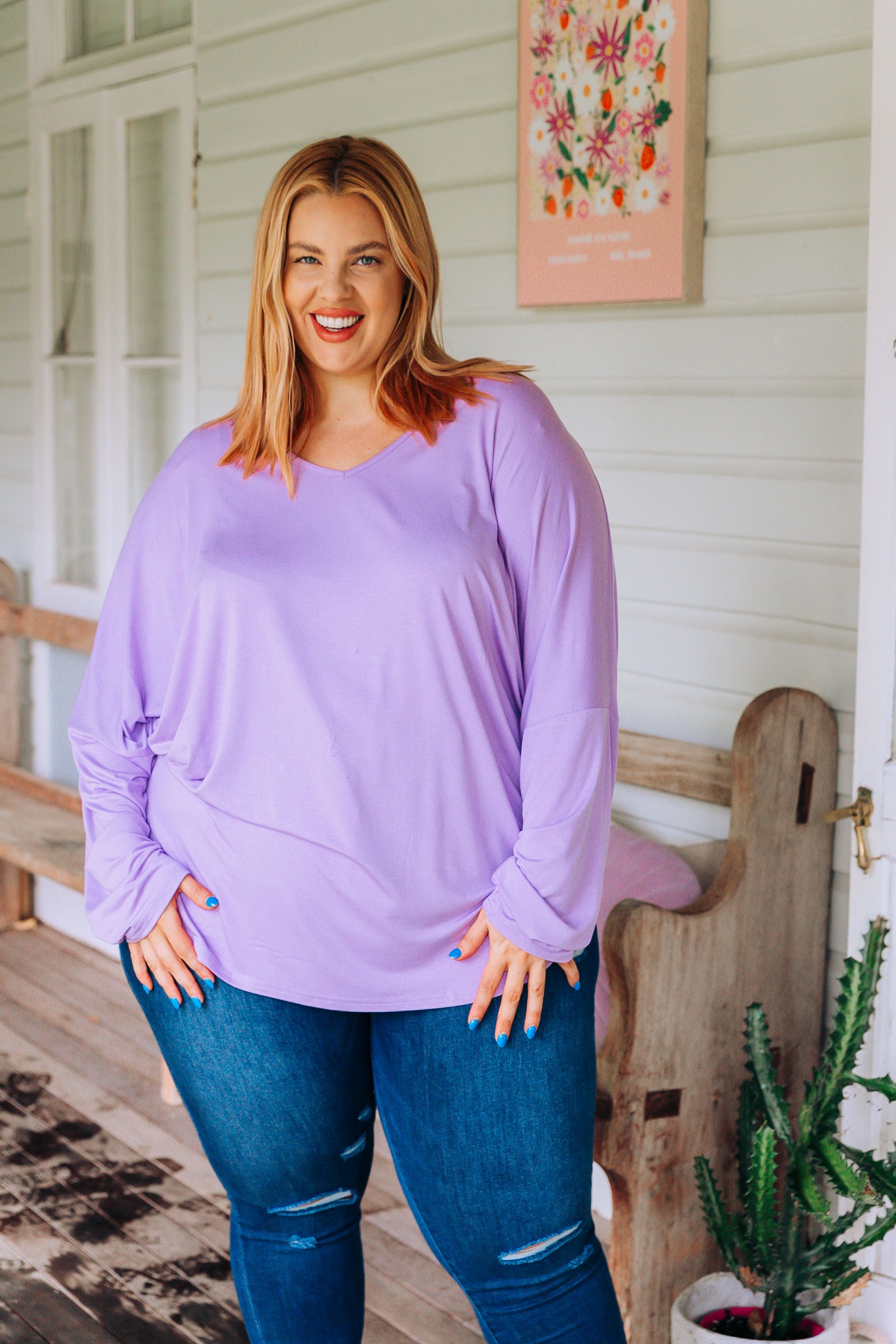 Holly Long Sleeve Top in Lilac