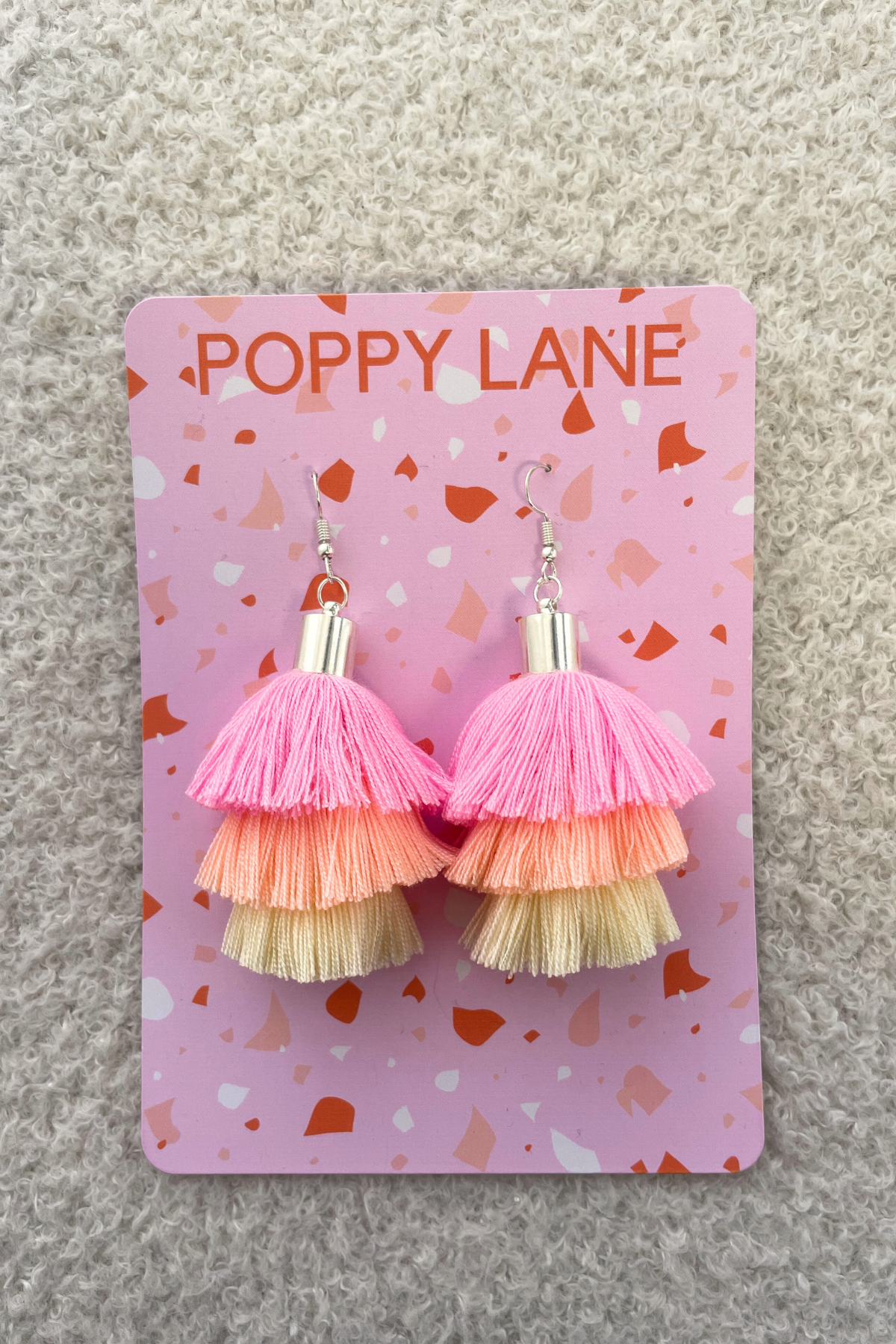 Elly Drop Earrings in Pink, Peach & Yellow