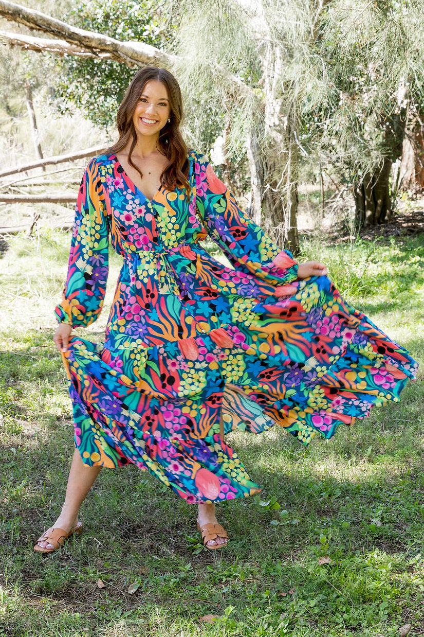 Bonnie Long Sleeve Dress in Natives by Kasey Rainbow