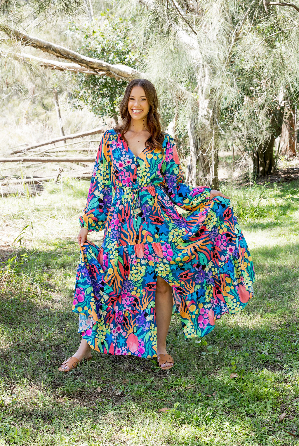Bonnie Long Sleeve Dress in Natives by Kasey Rainbow