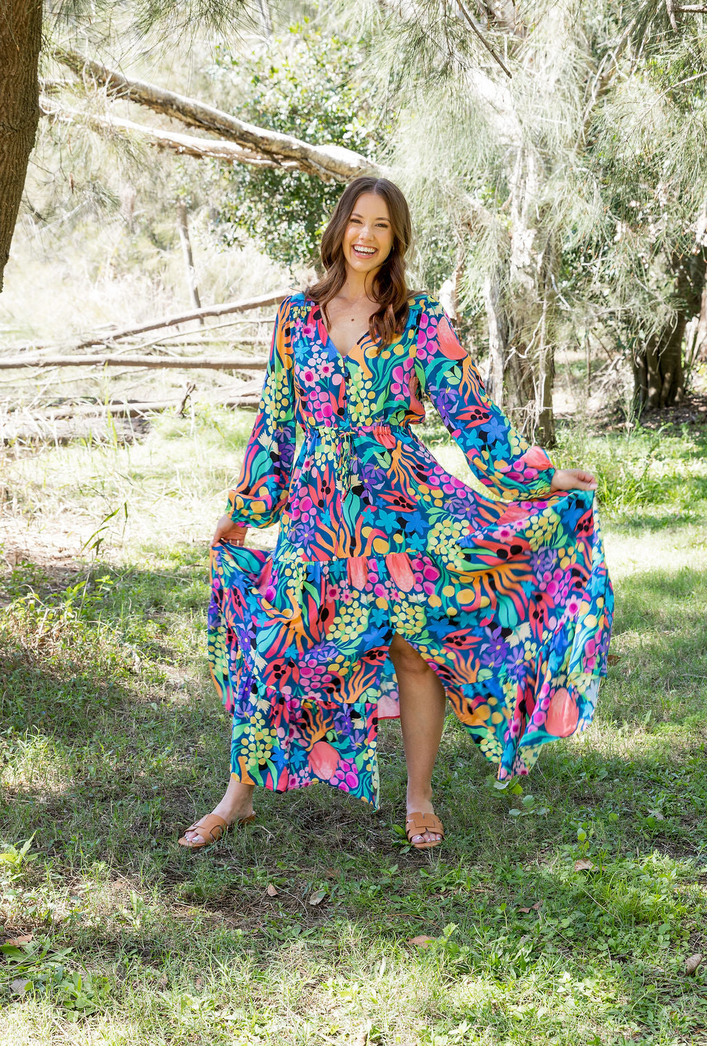 Bonnie Long Sleeve Dress in Natives by Kasey Rainbow