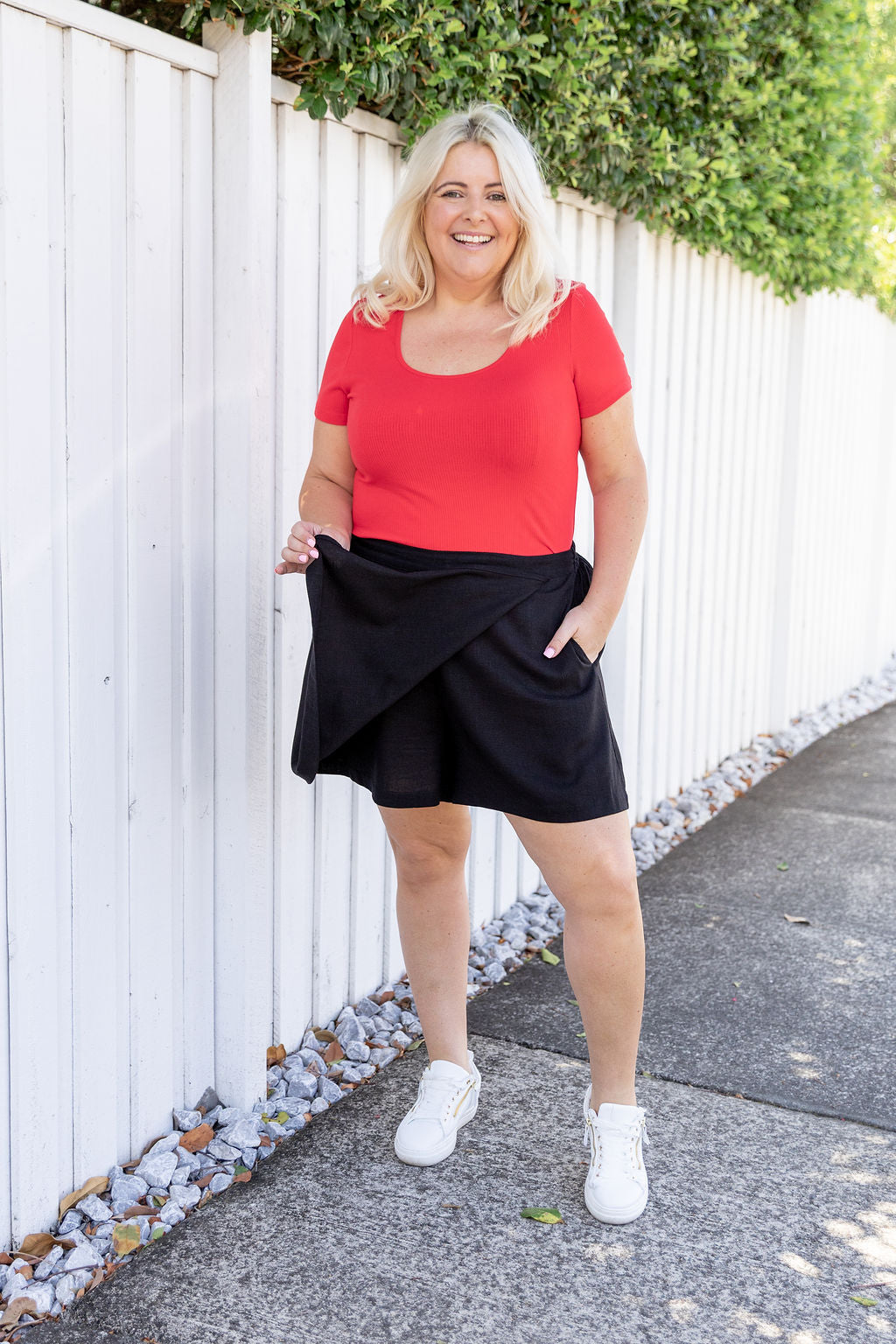 Samara Linen Blend Skort in Black