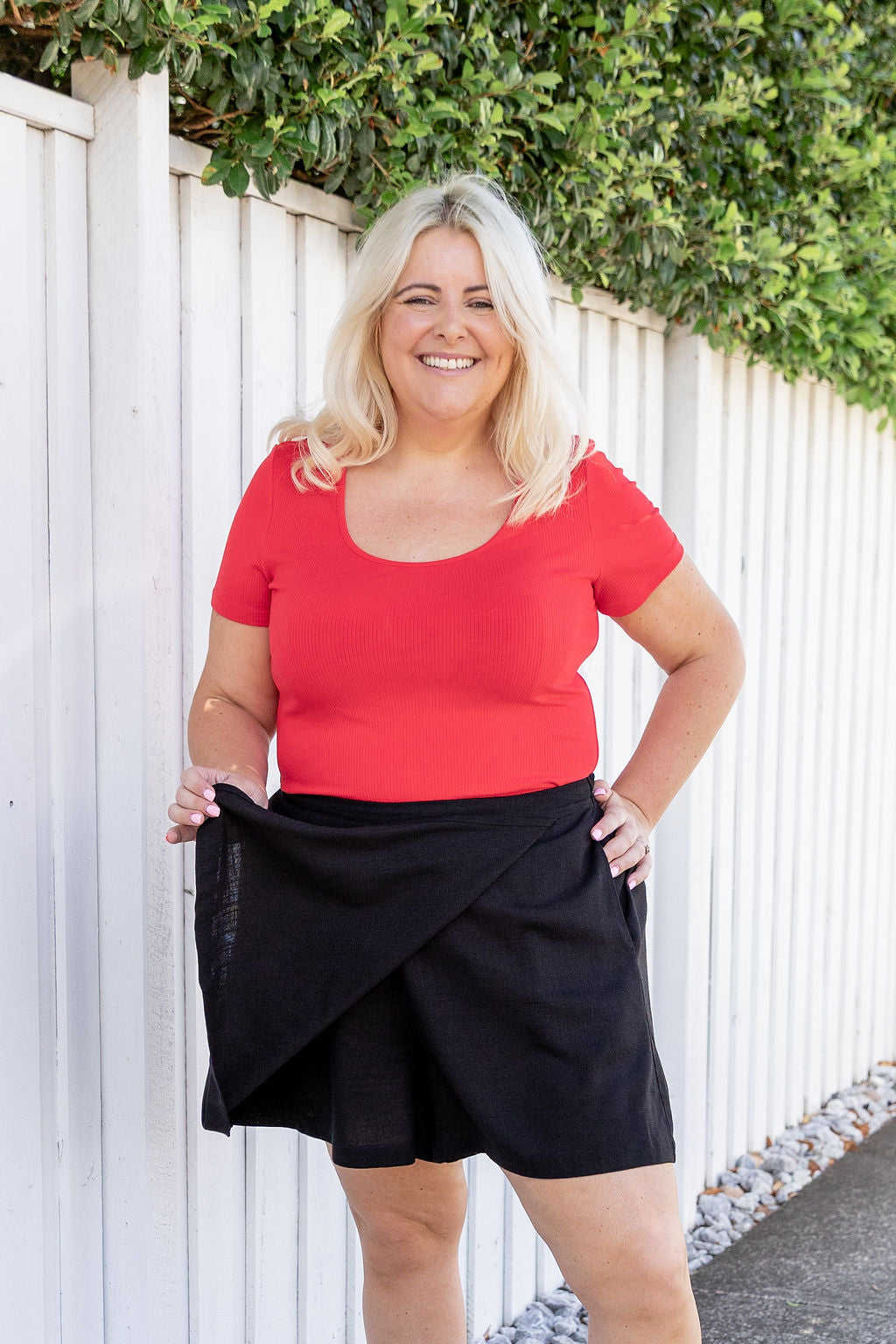 Samara Linen Blend Skort in Black