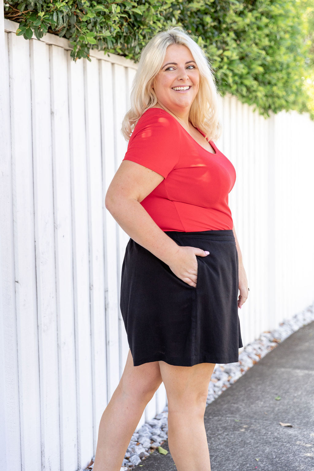 Samara Linen Blend Skort in Black