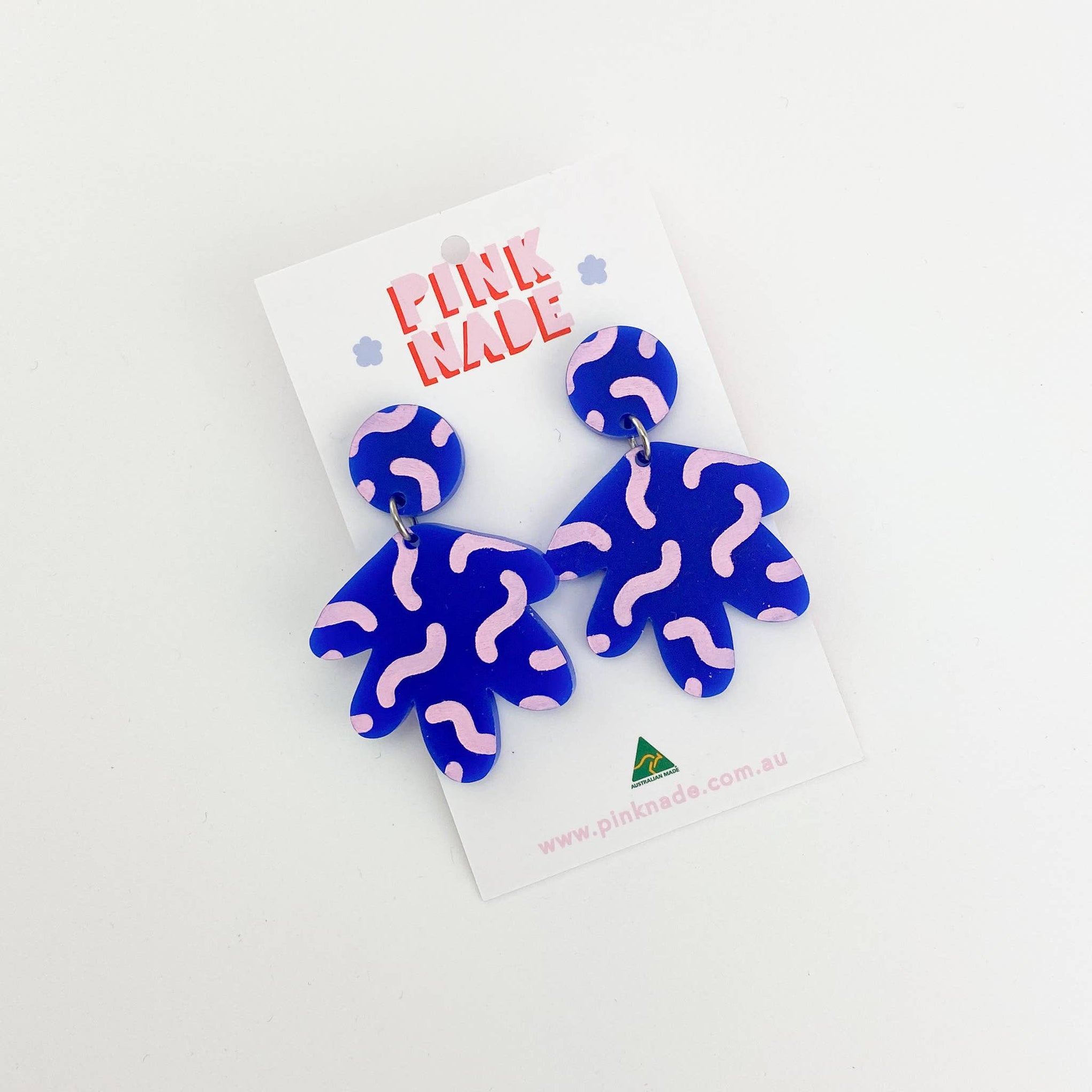 The Grace Fandangle Navy / Pink Dangle Earrings: Pierced