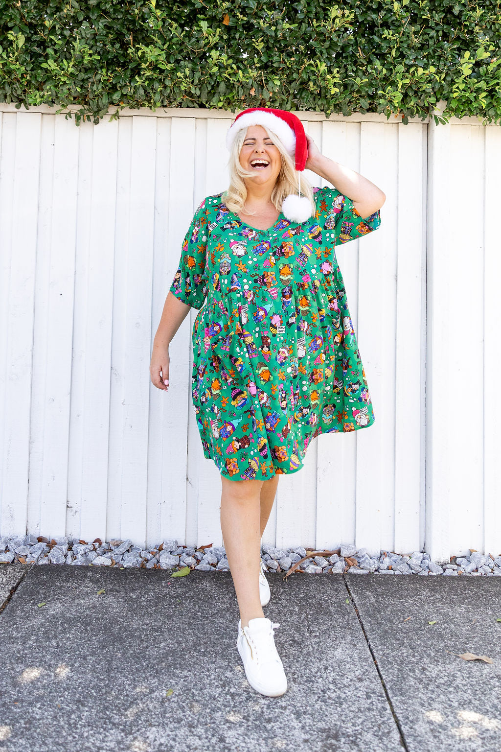 Disco Dress in Xmas Gnome by Kasey Rainbow