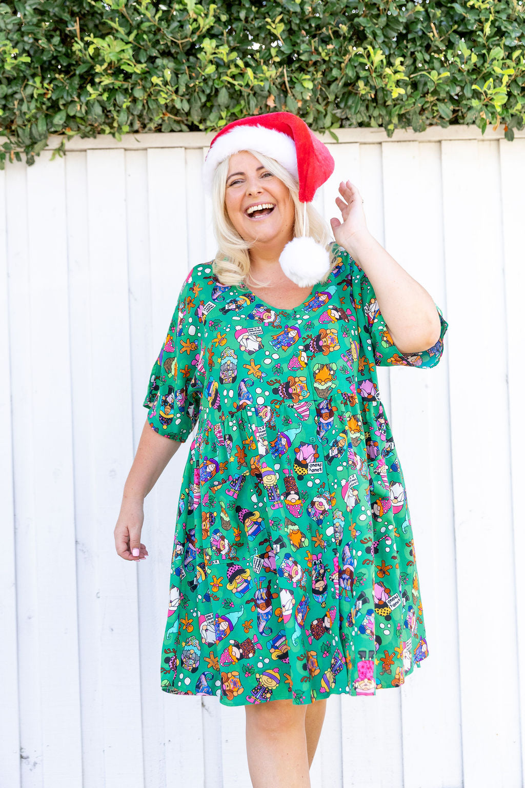 Disco Dress in Xmas Gnome by Kasey Rainbow