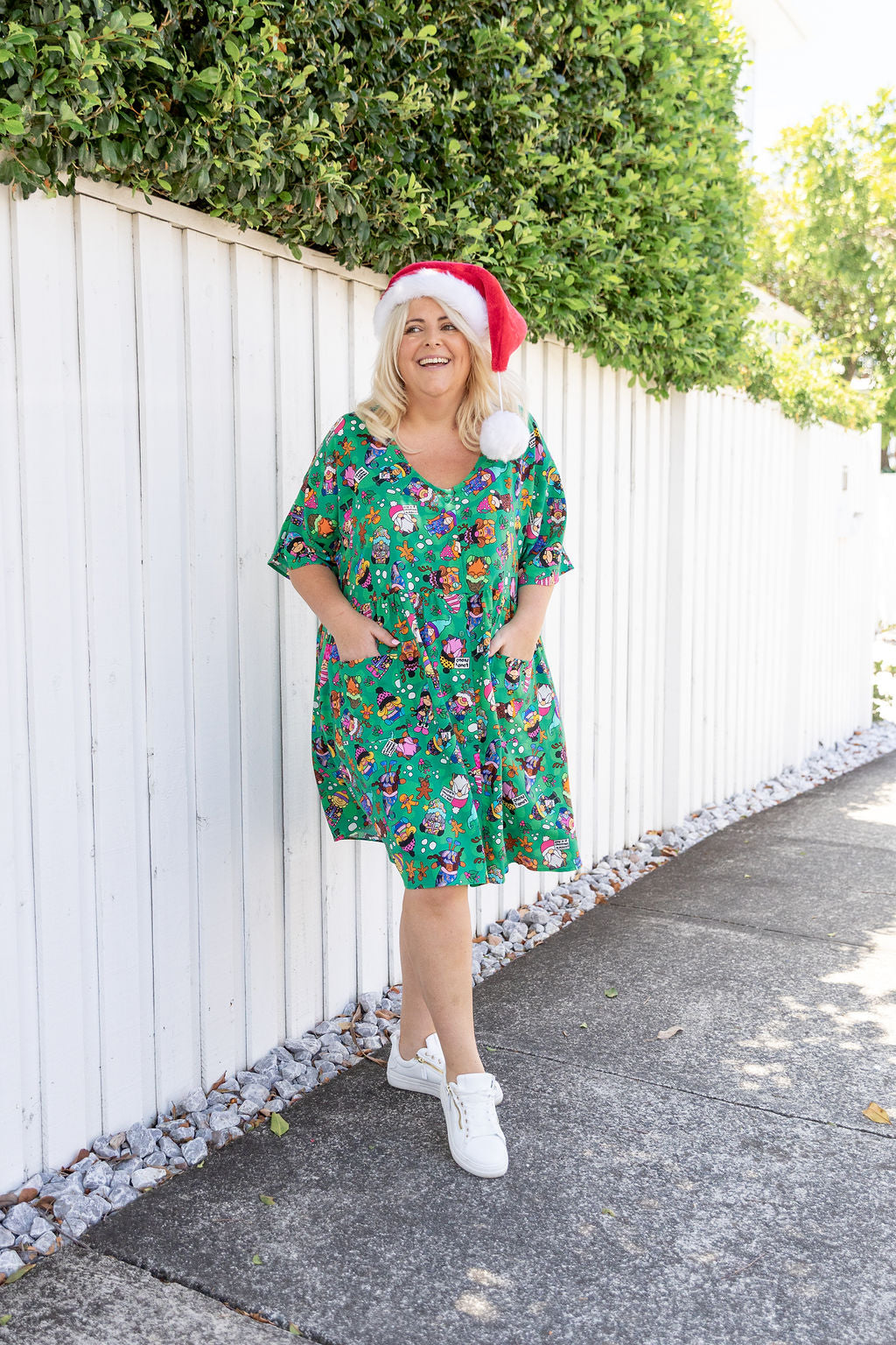 Disco Dress in Xmas Gnome by Kasey Rainbow