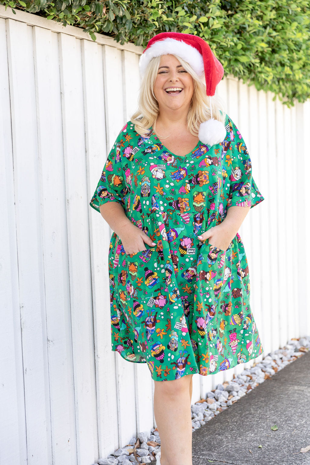 Disco Dress in Xmas Gnome by Kasey Rainbow