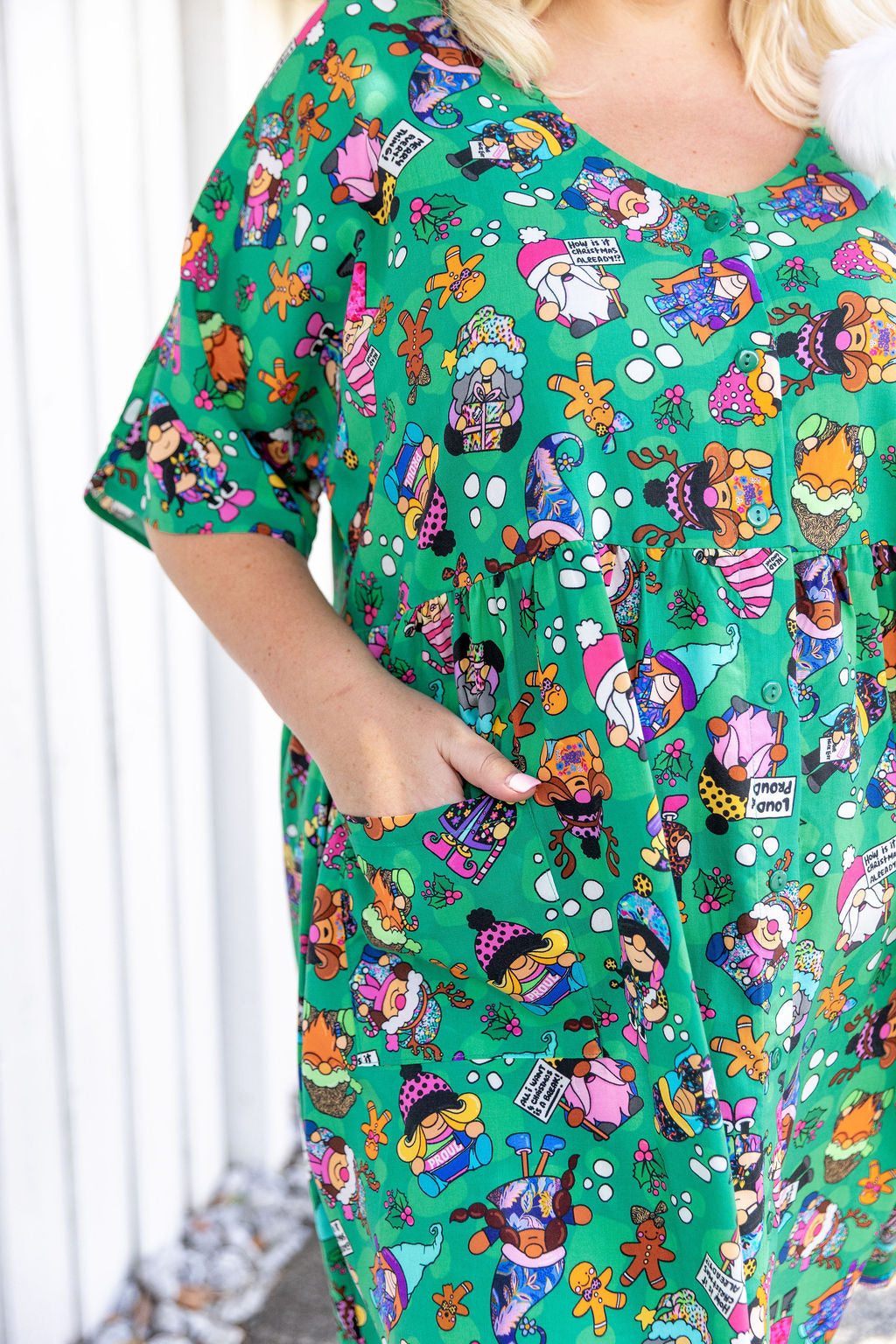 Disco Dress in Xmas Gnome by Kasey Rainbow