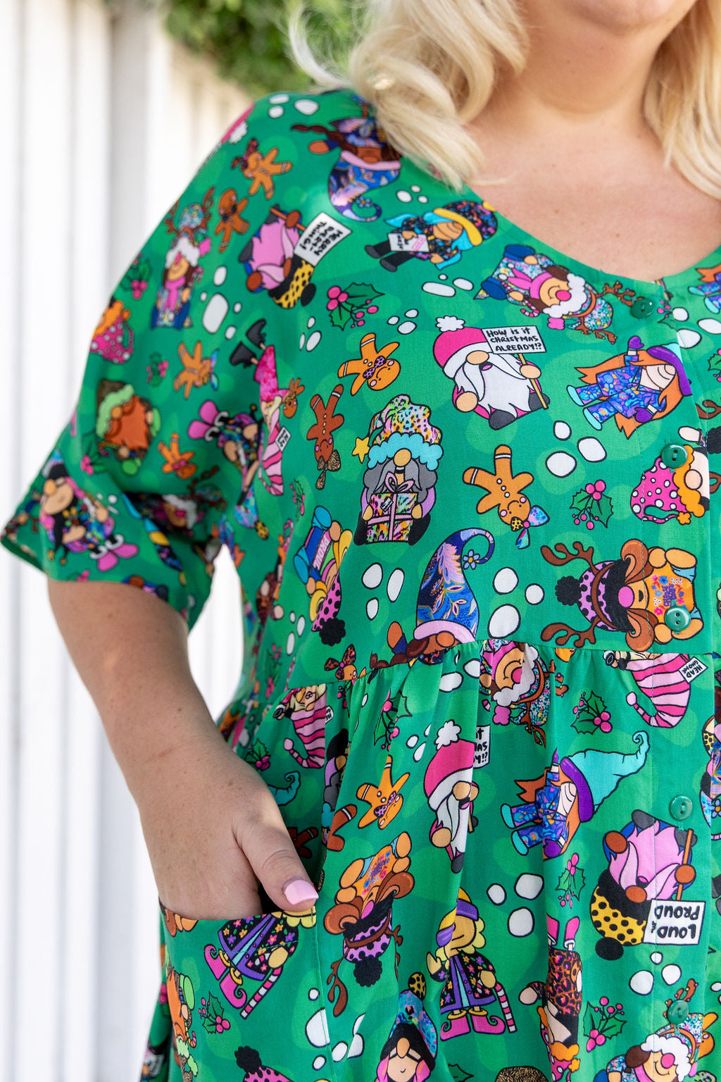 Disco Dress in Xmas Gnome by Kasey Rainbow