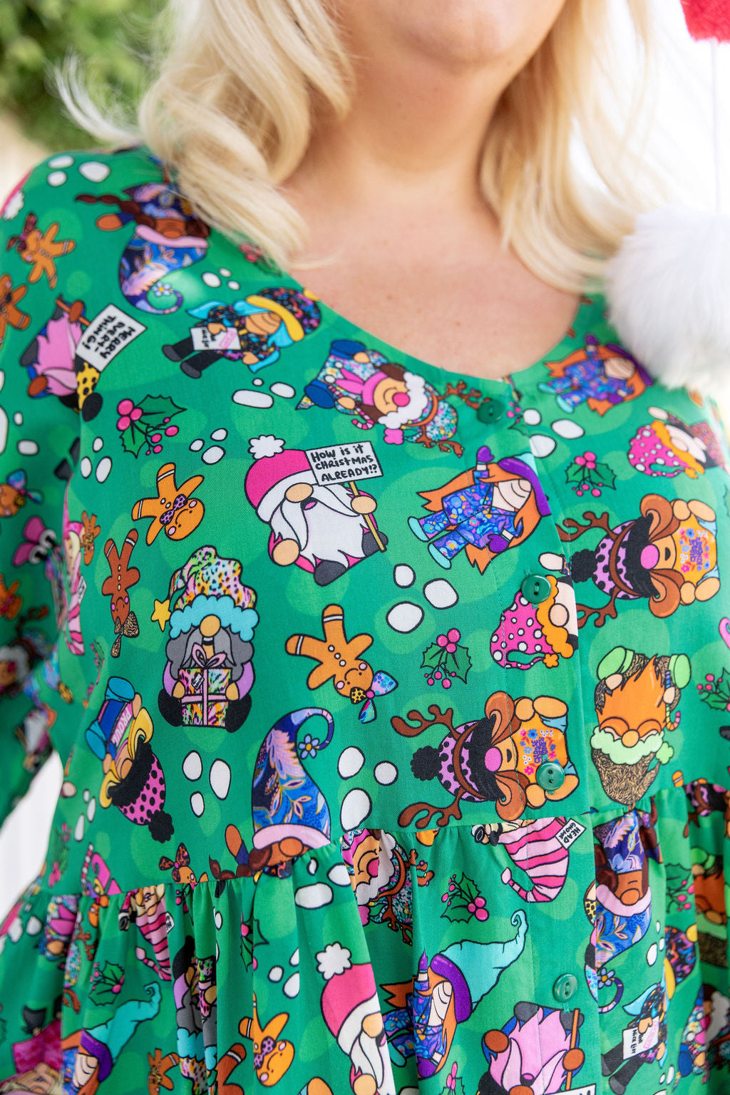 Disco Dress in Xmas Gnome by Kasey Rainbow