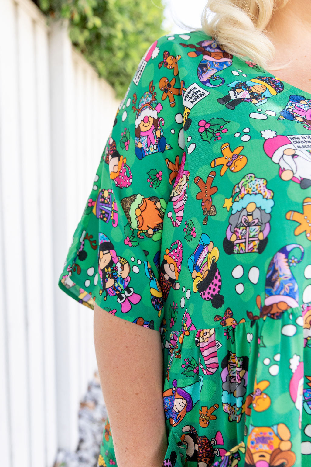 Disco Dress in Xmas Gnome by Kasey Rainbow