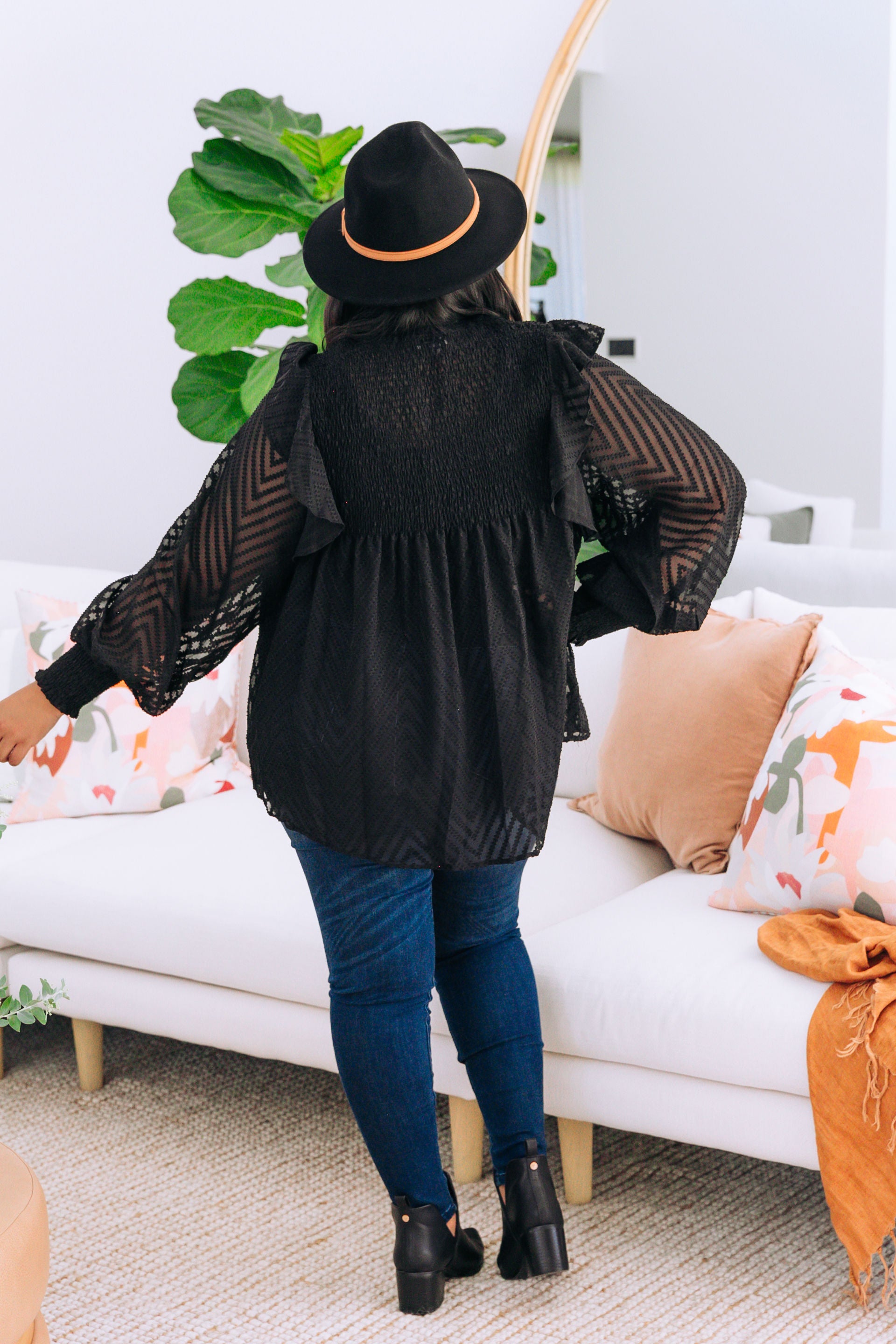 Cora Long Sleeve Top in Black