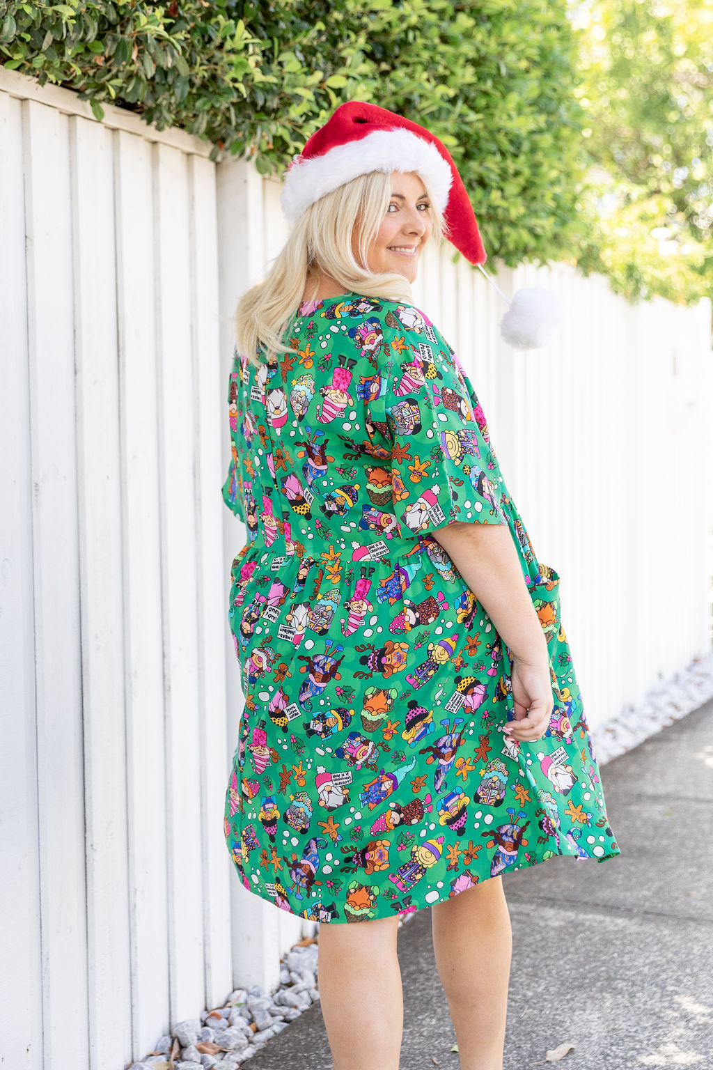 Disco Dress in Xmas Gnome by Kasey Rainbow