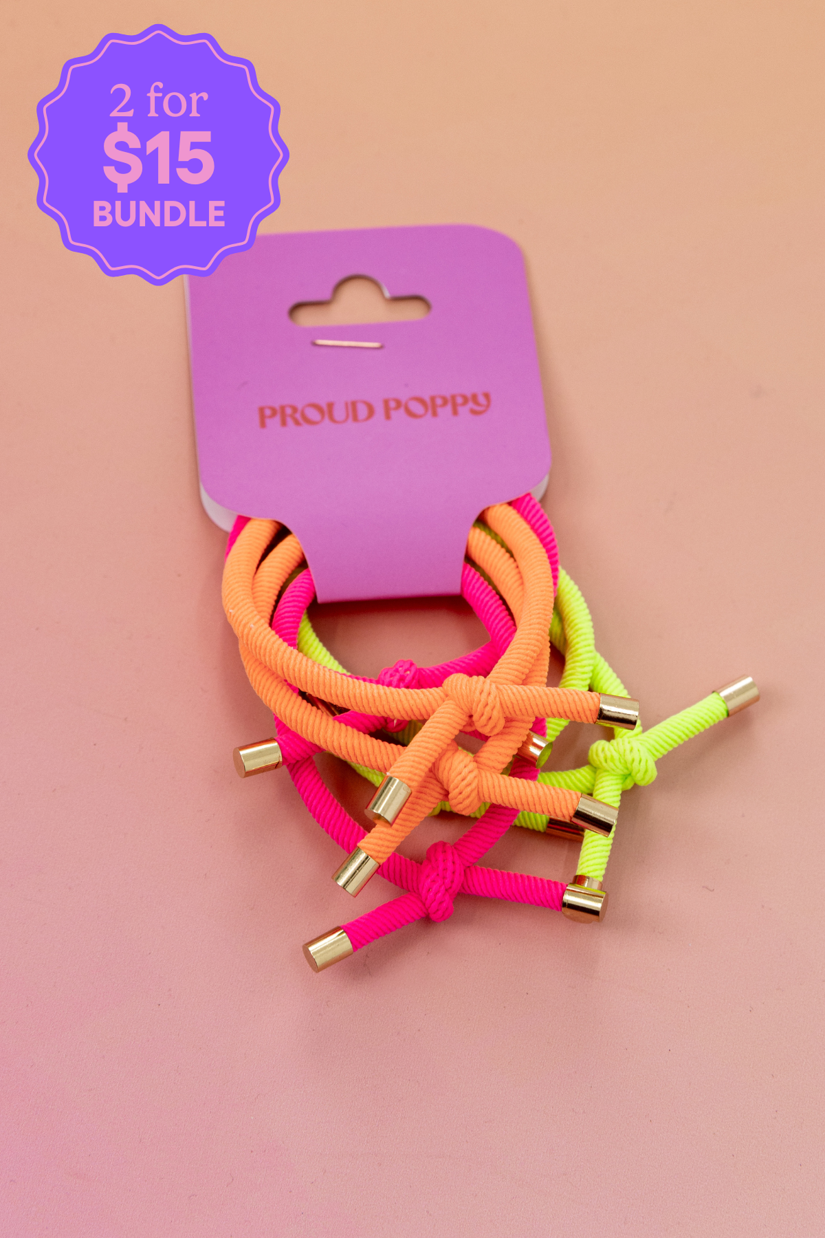 6 Pack Hair Ties in Neon