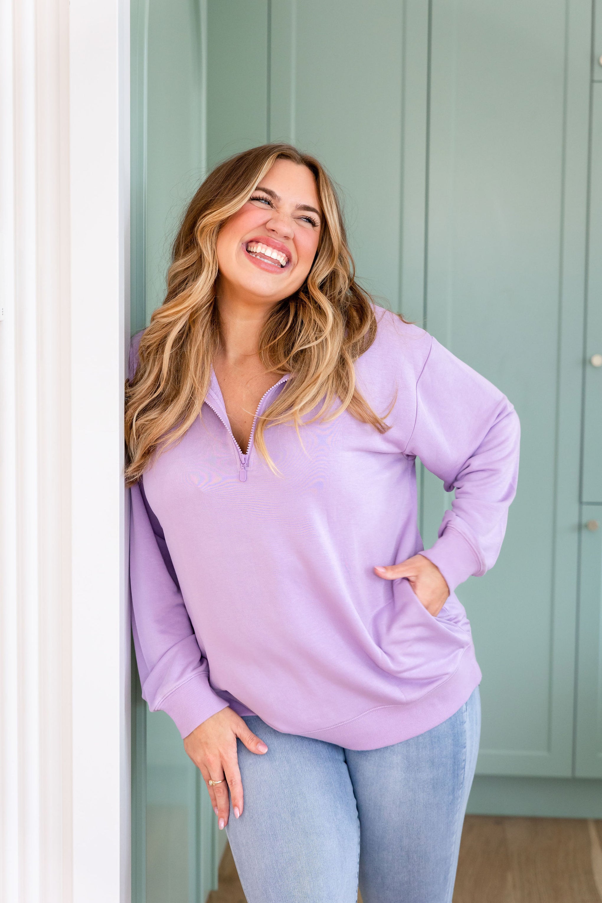 Cassie Modal Blend Lounge Sweater in Lavender