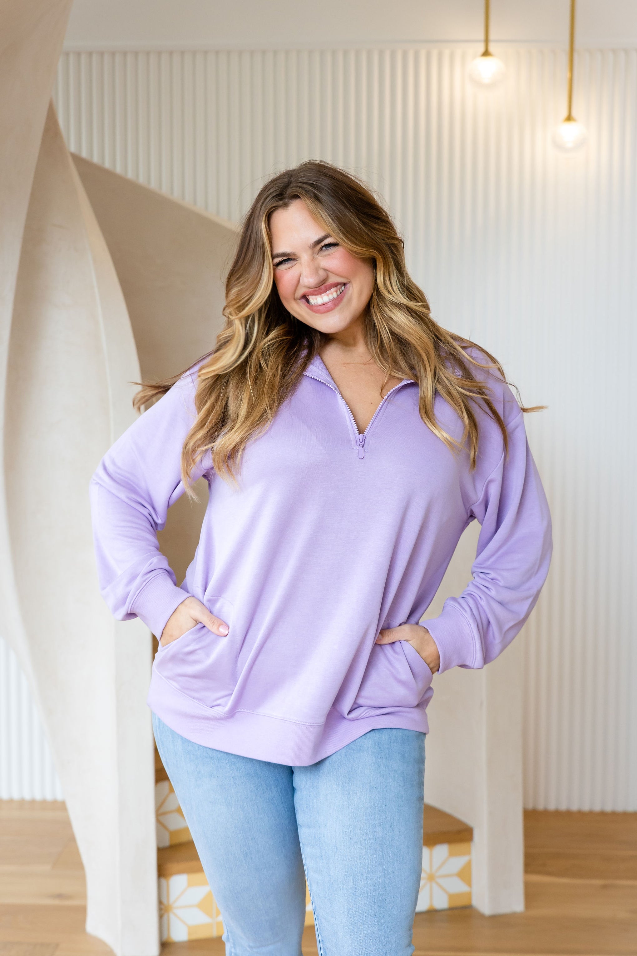 Cassie Modal Blend Lounge Sweater in Lavender