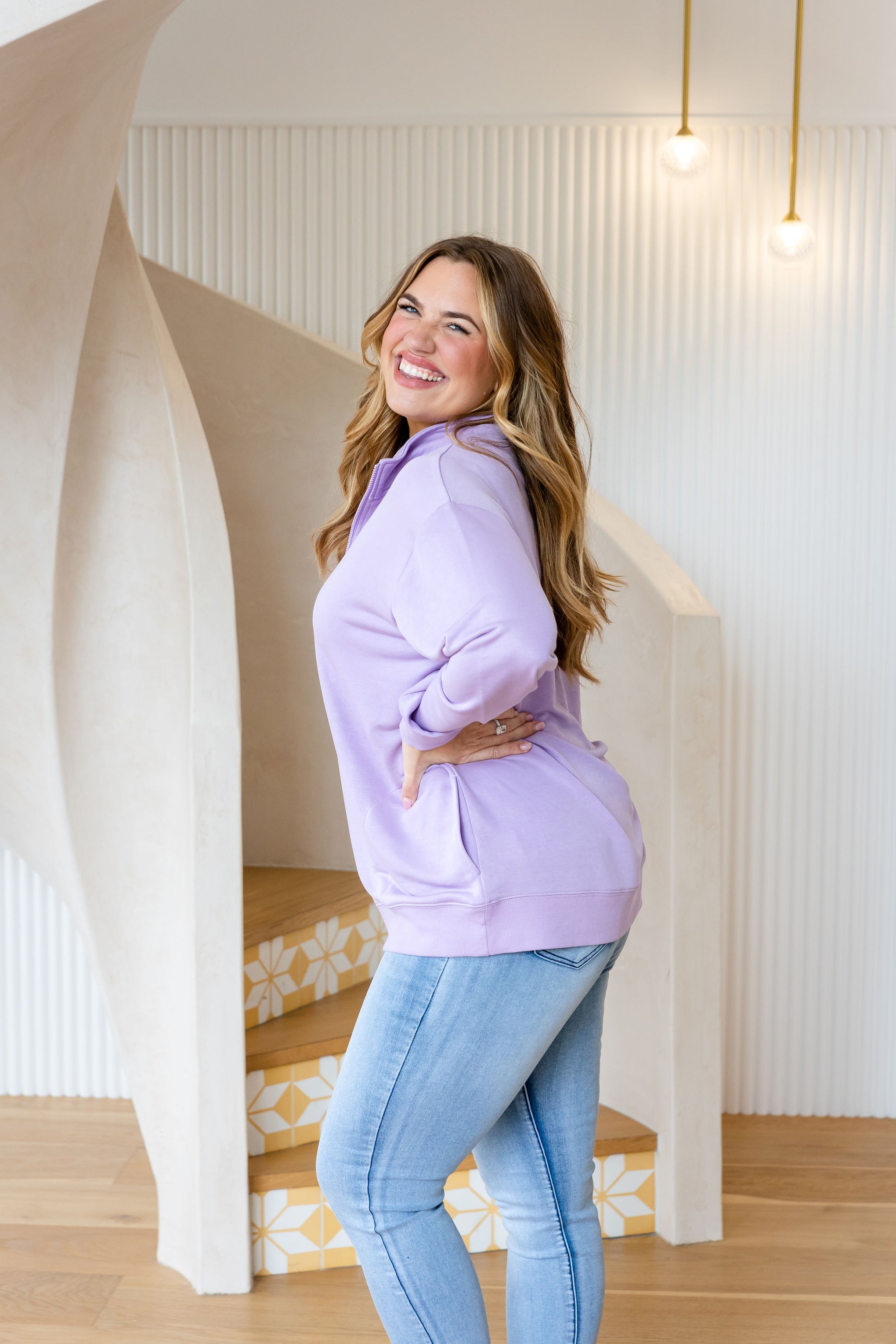 Cassie Modal Blend Lounge Sweater in Lavender