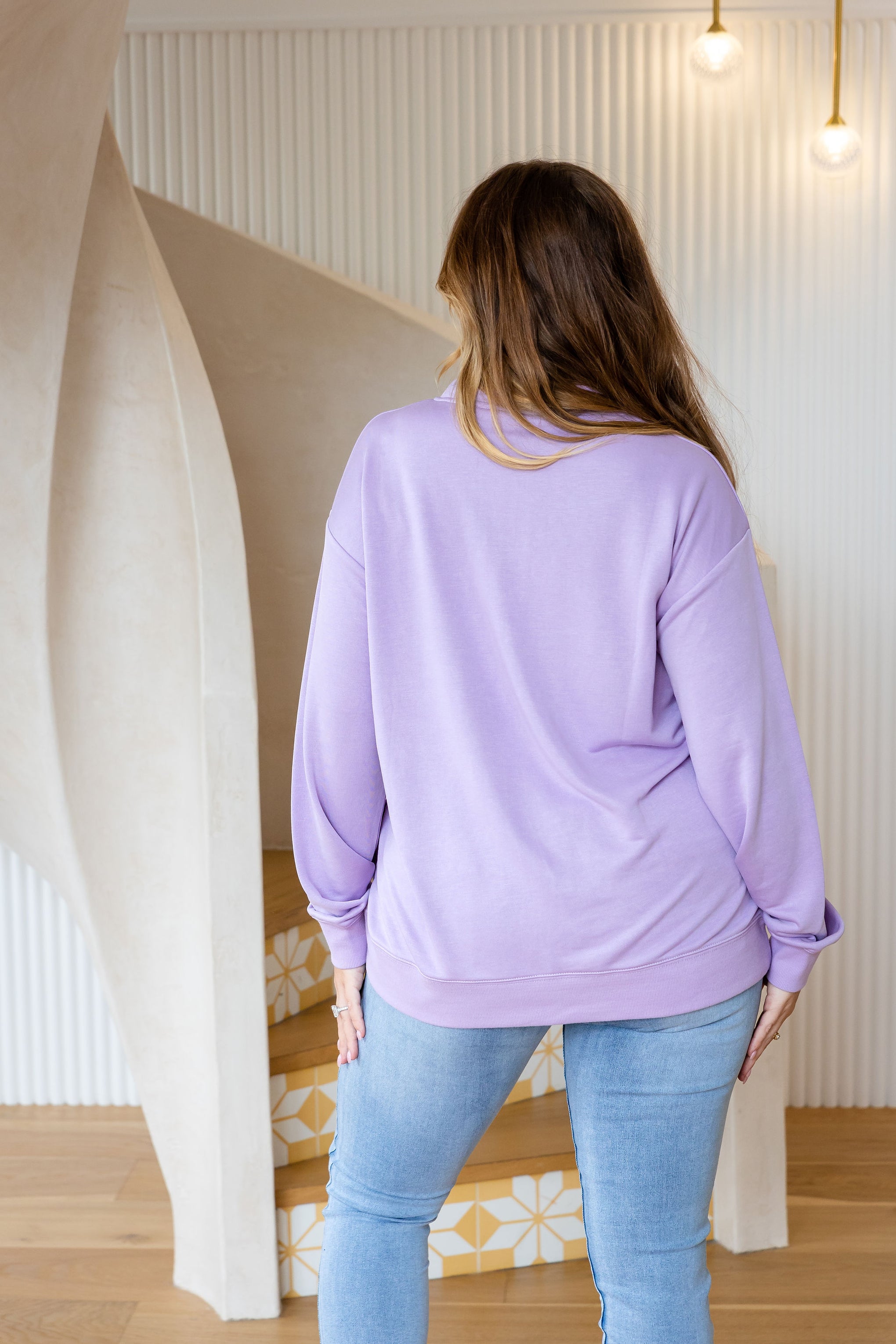 Cassie Modal Blend Lounge Sweater in Lavender