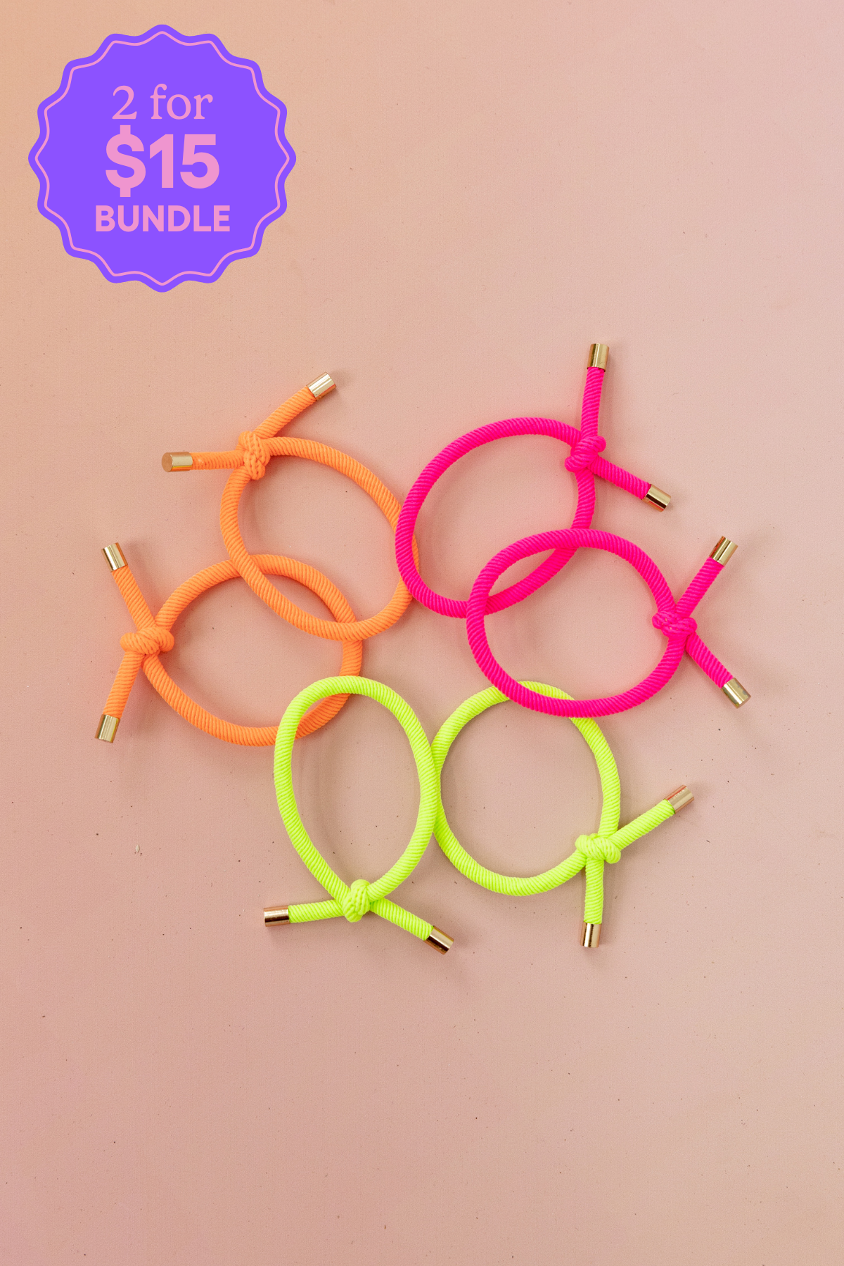 6 Pack Hair Ties in Neon