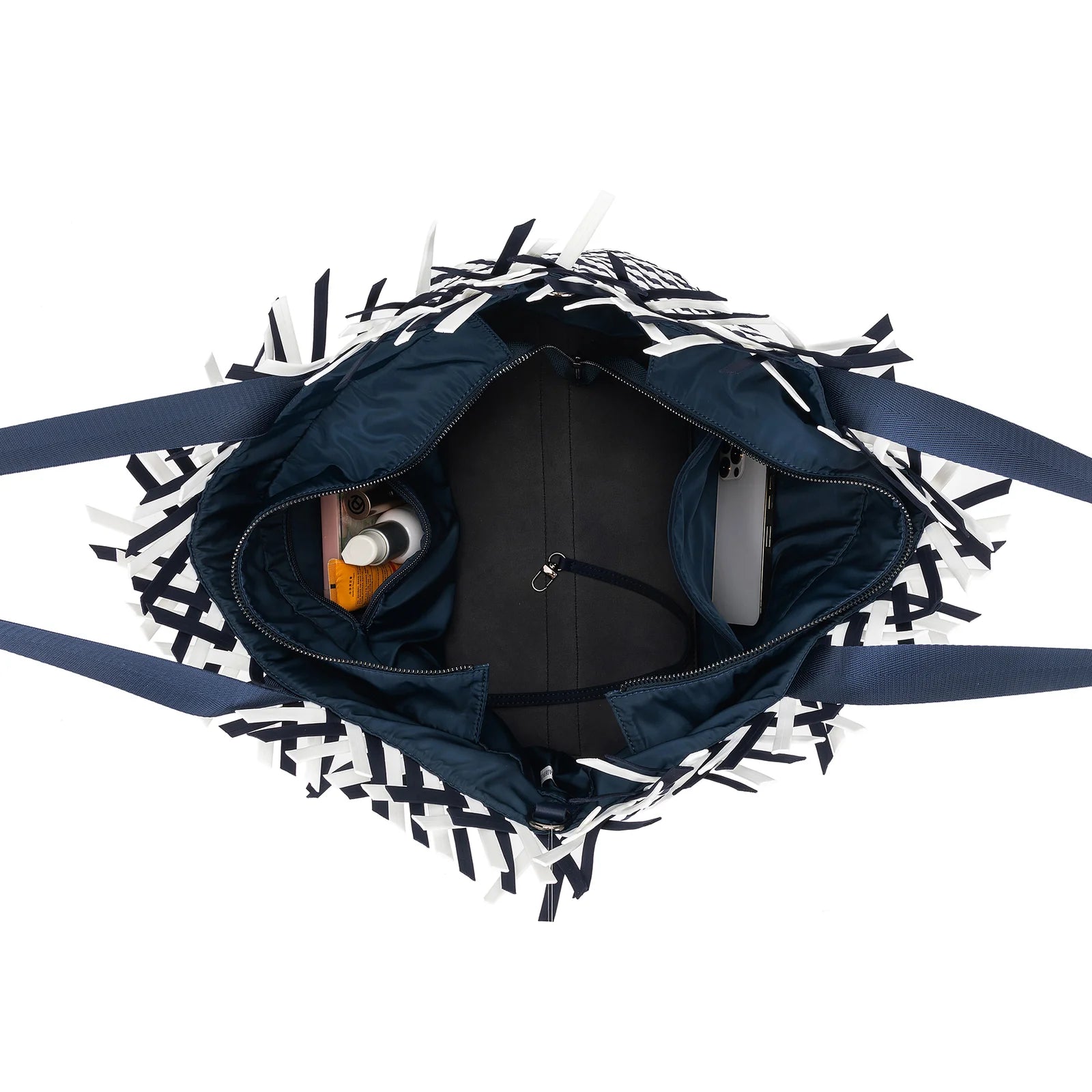 Bahama Navy Large 2 Piece Woven Tote Bag by Black Caviar