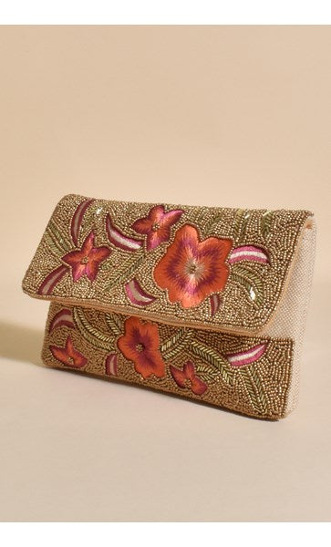 Kimmy floral 2024 beaded clutch bag