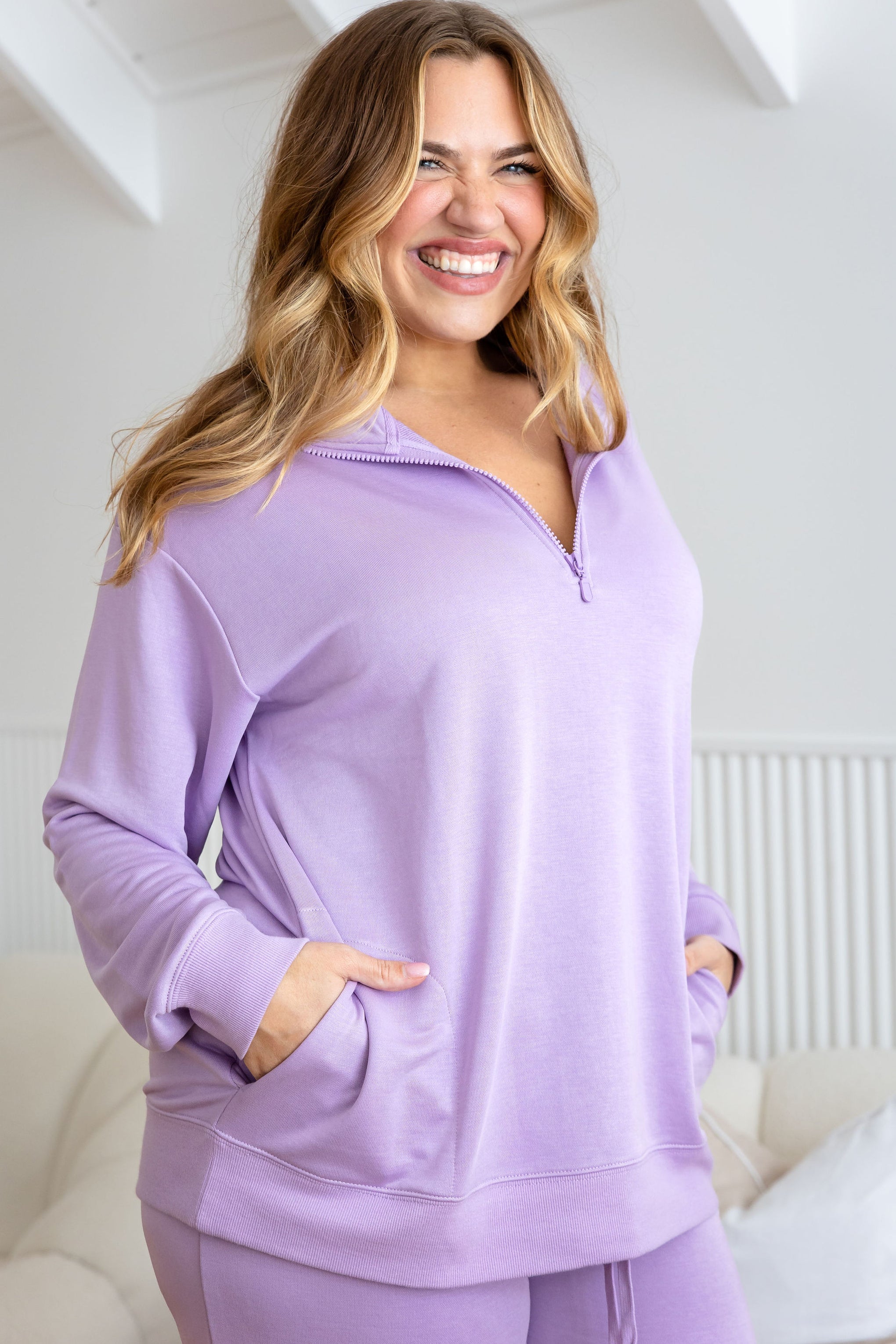 Cassie Modal Blend Lounge Sweater in Lavender