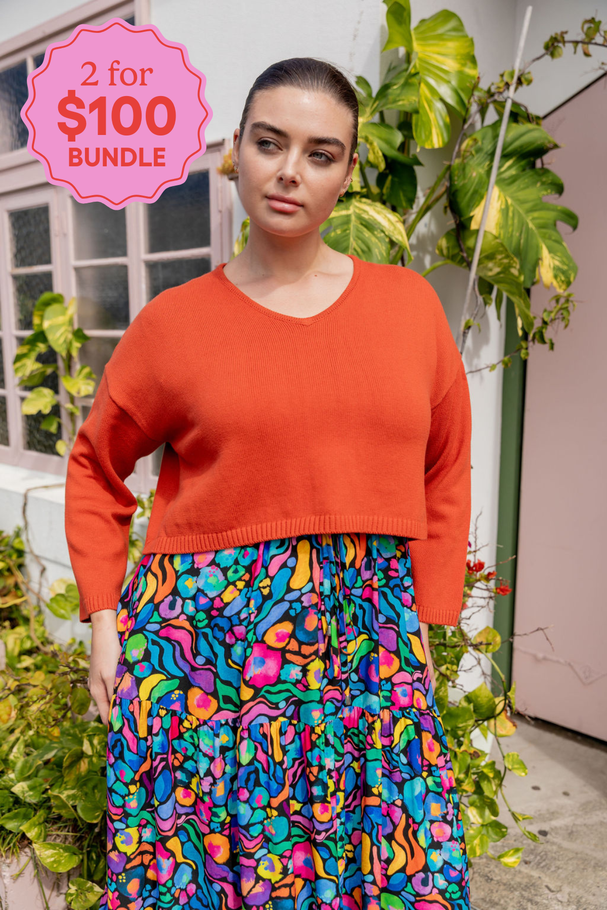 Blakely Crop Knit In Terracotta