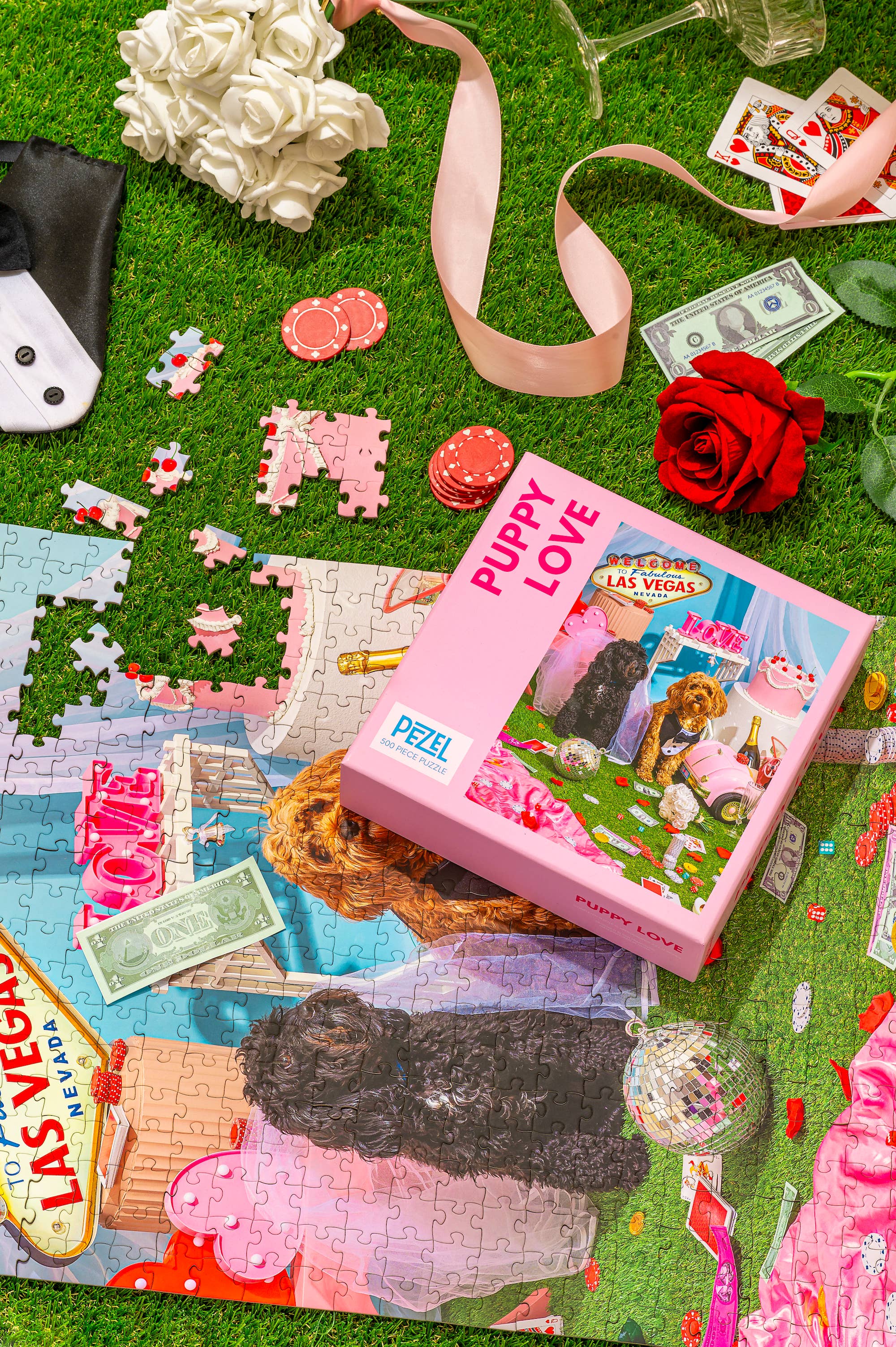 Puppy Love 500 Piece Jigsaw Puzzle Game w/ Canvas Bag