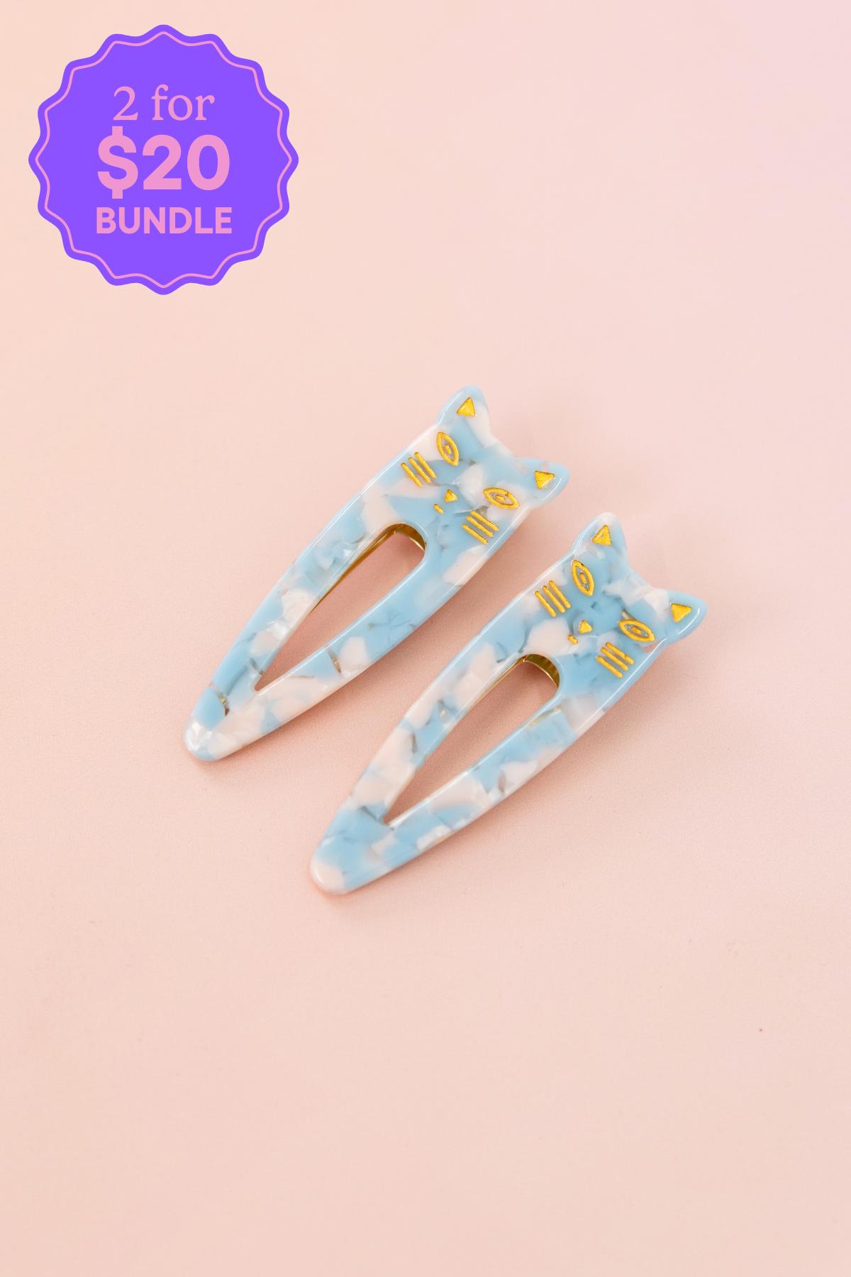 Cat Hair Clips in Blue Cloud