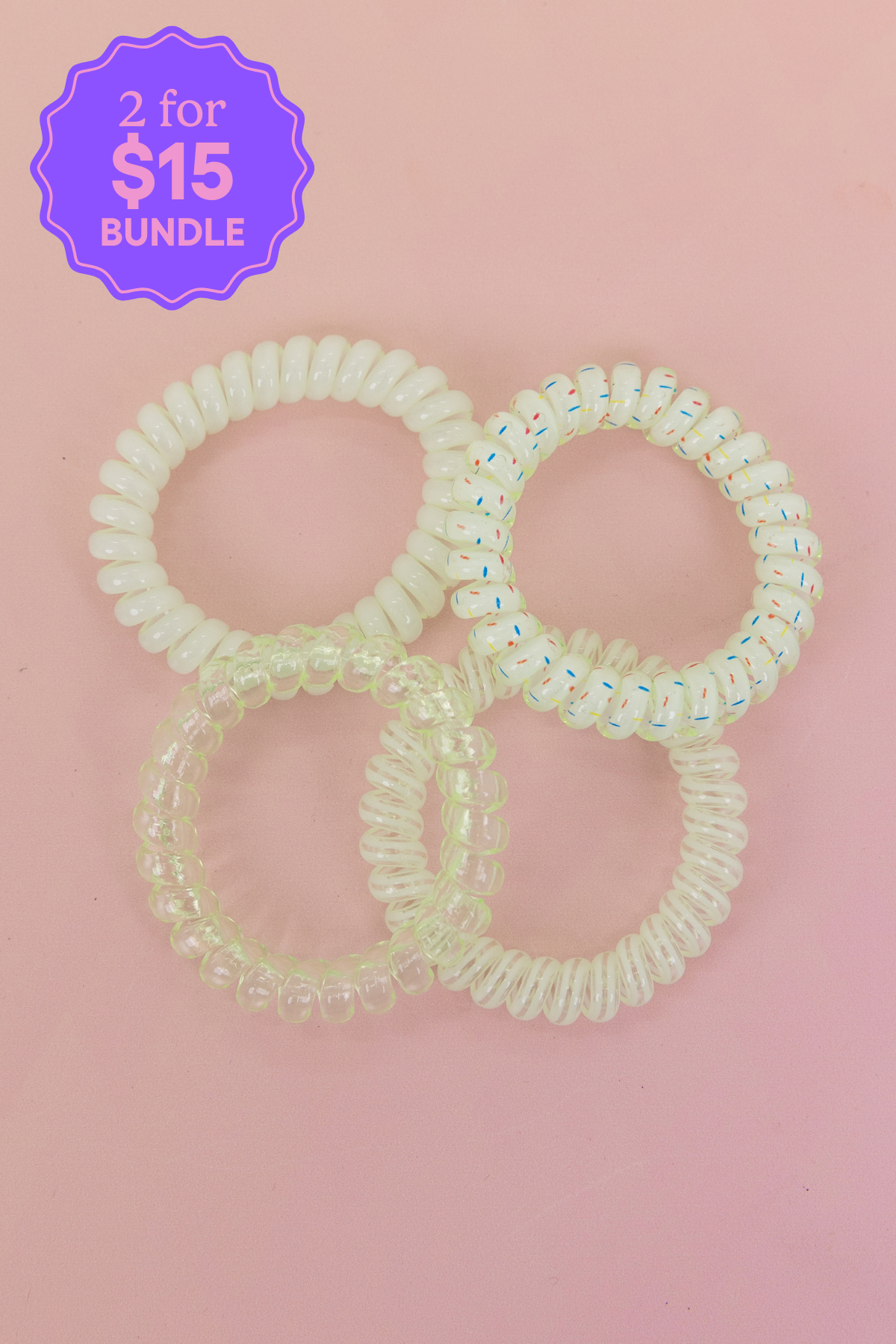 Neon Green Coil Hair Ties – 4 Pack