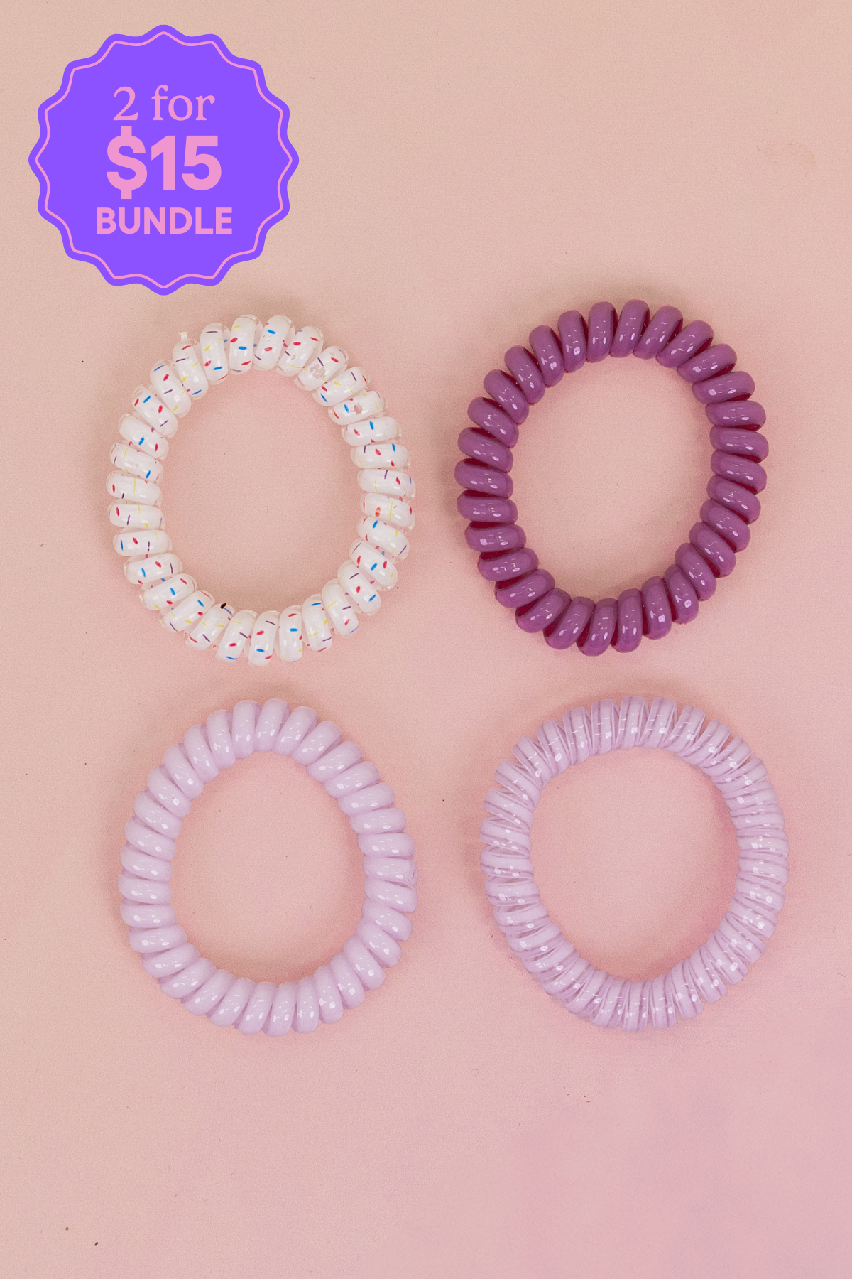 Purple Coil Hair Ties – 4 Pack