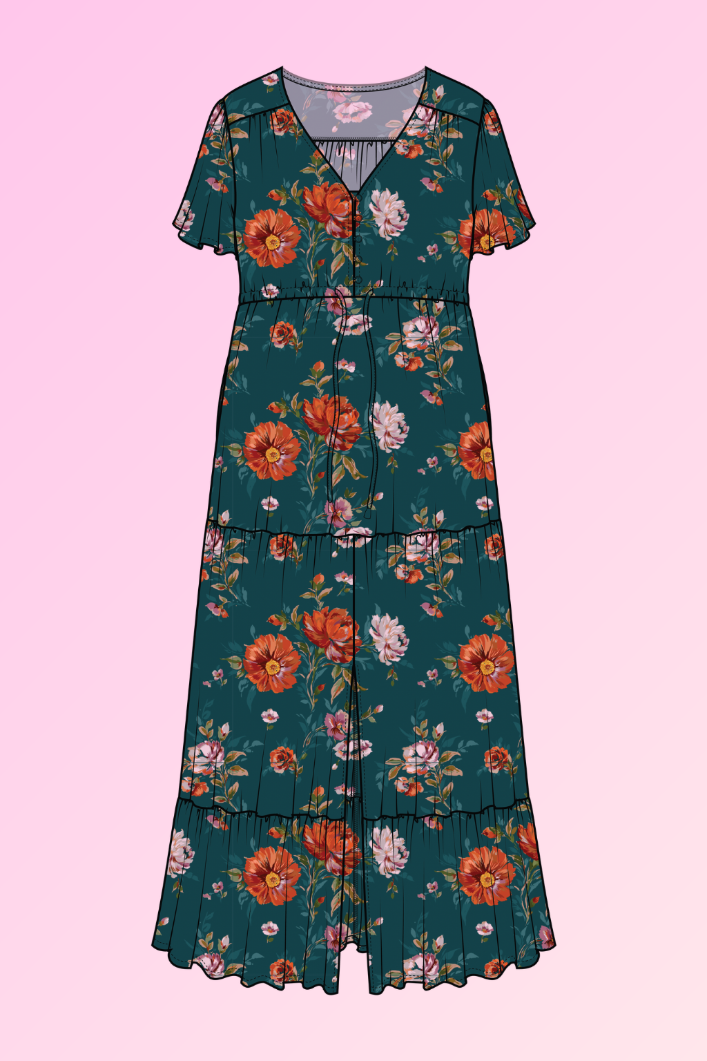 Bonnie Maxi Dress in Ruby Garden