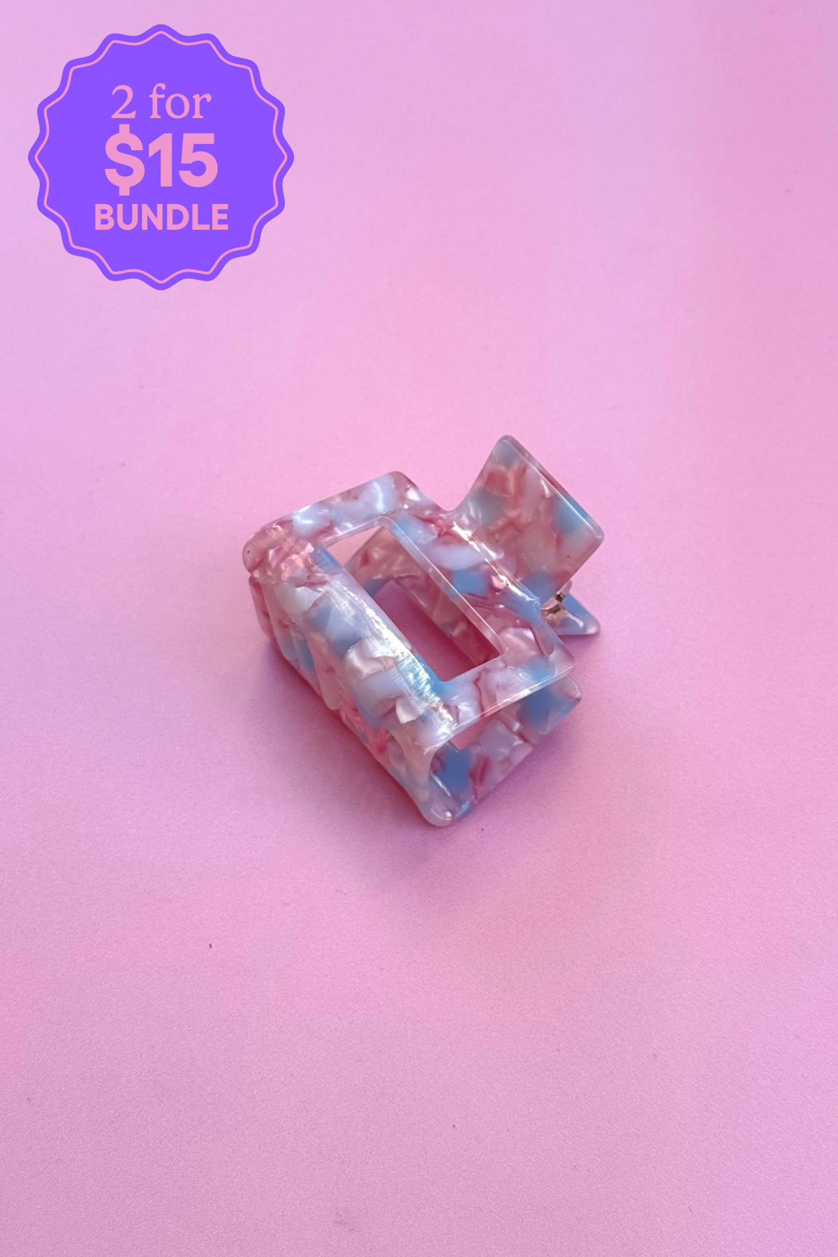 Pink Marble Hair Claw Clip