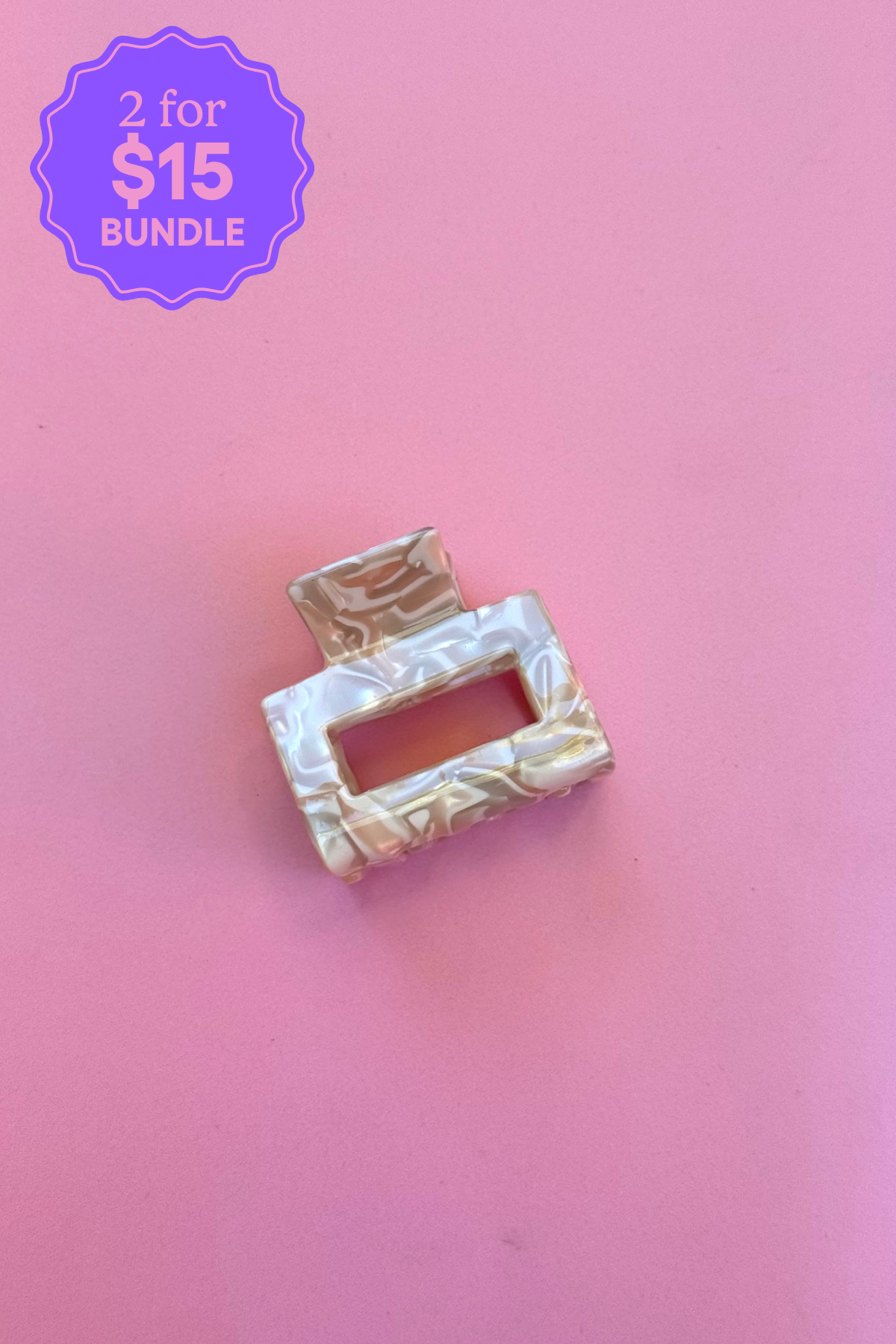 Beige Marble Hair Claw Clip