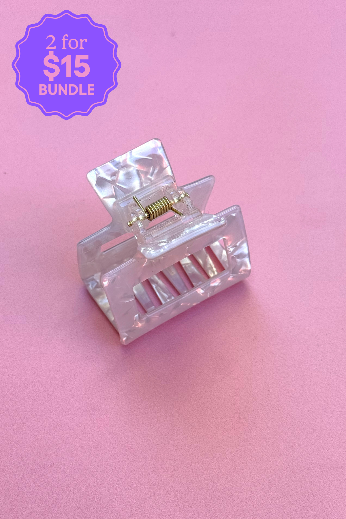 Clear Marble Hair Claw Clip