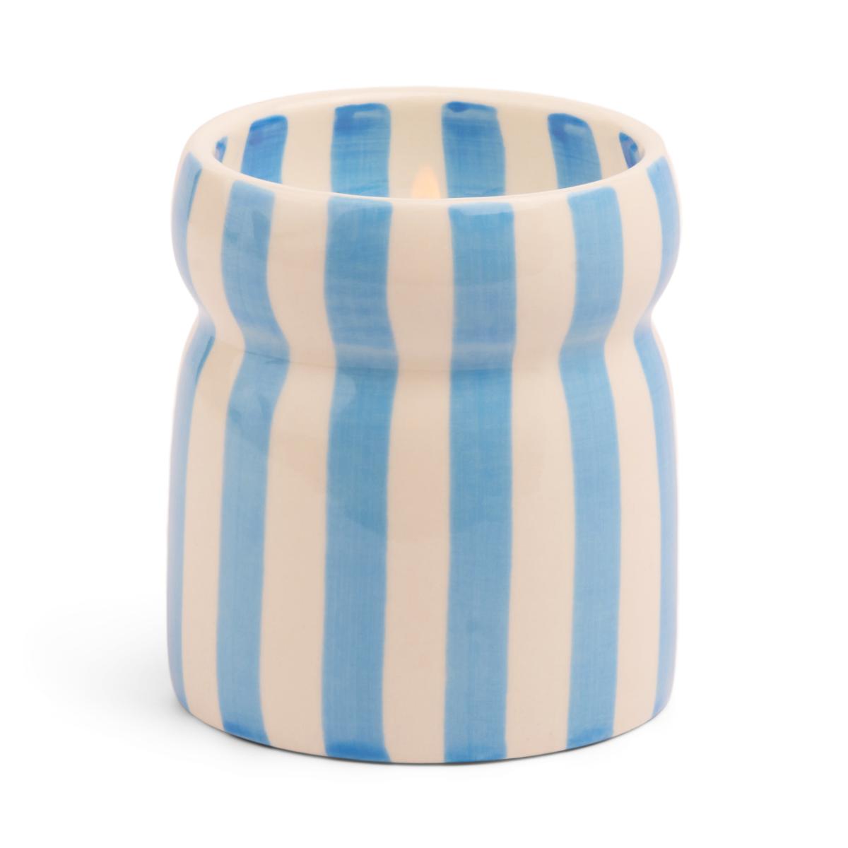 Cabana 6.5oz/184g Lost at Sea Blue Stripped Ceramic Candle