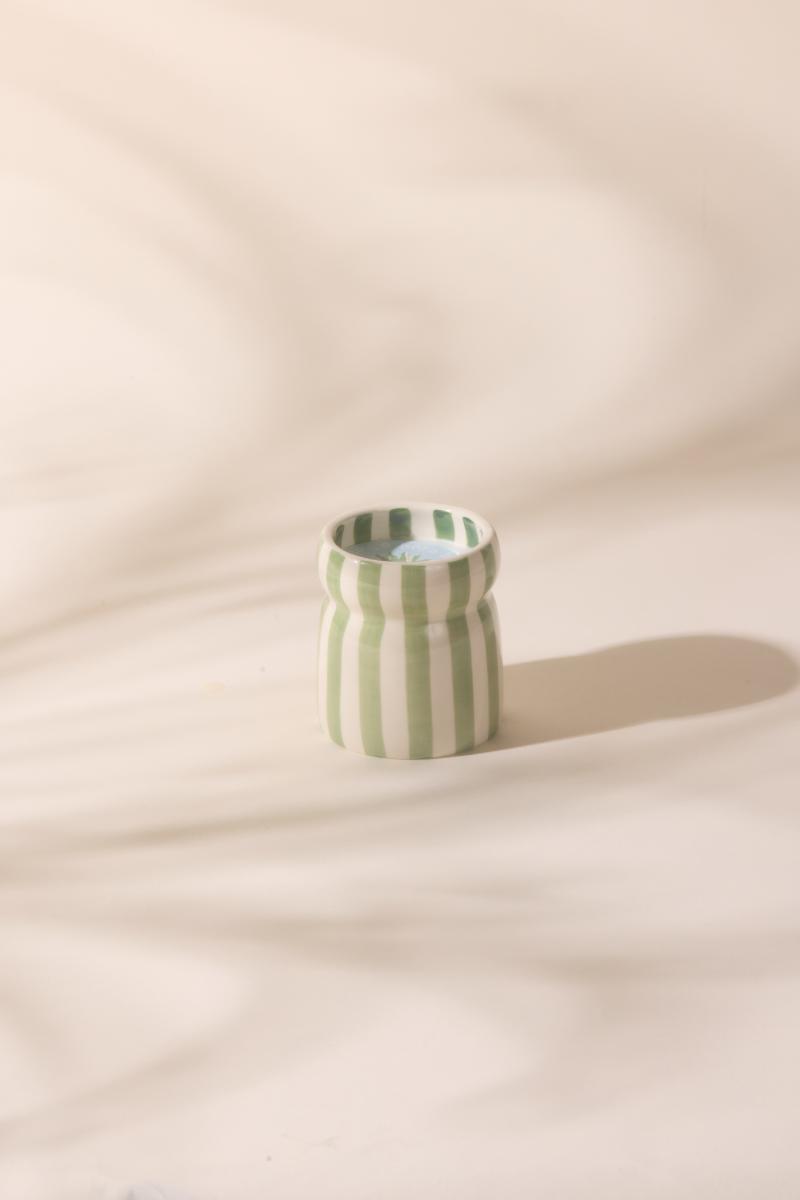 Bora Bora Sage Stripped Ceramic Candle